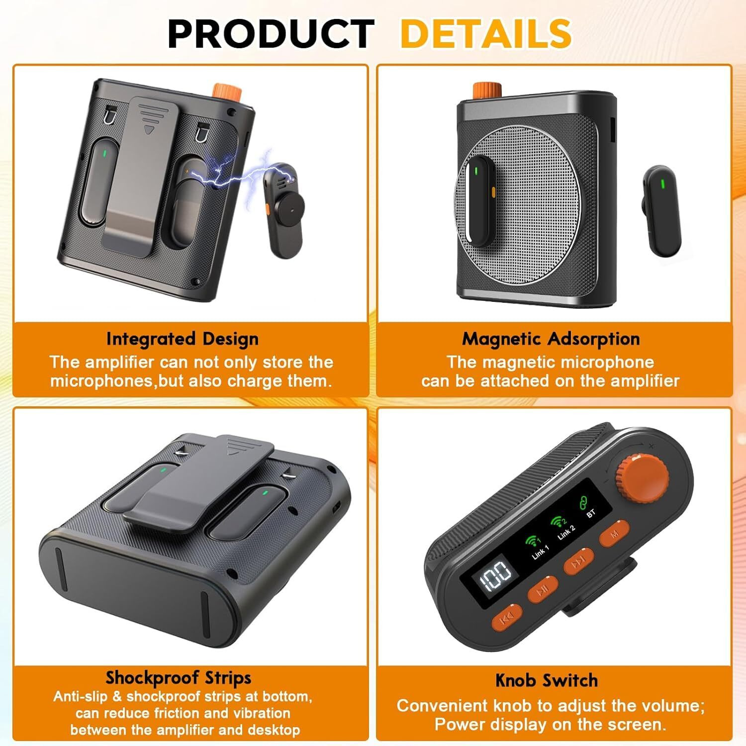 Image of CASON Wireless Voice Amplifier for Teachers with 2 Mic for Teaching in Classroom Bass Amplifier