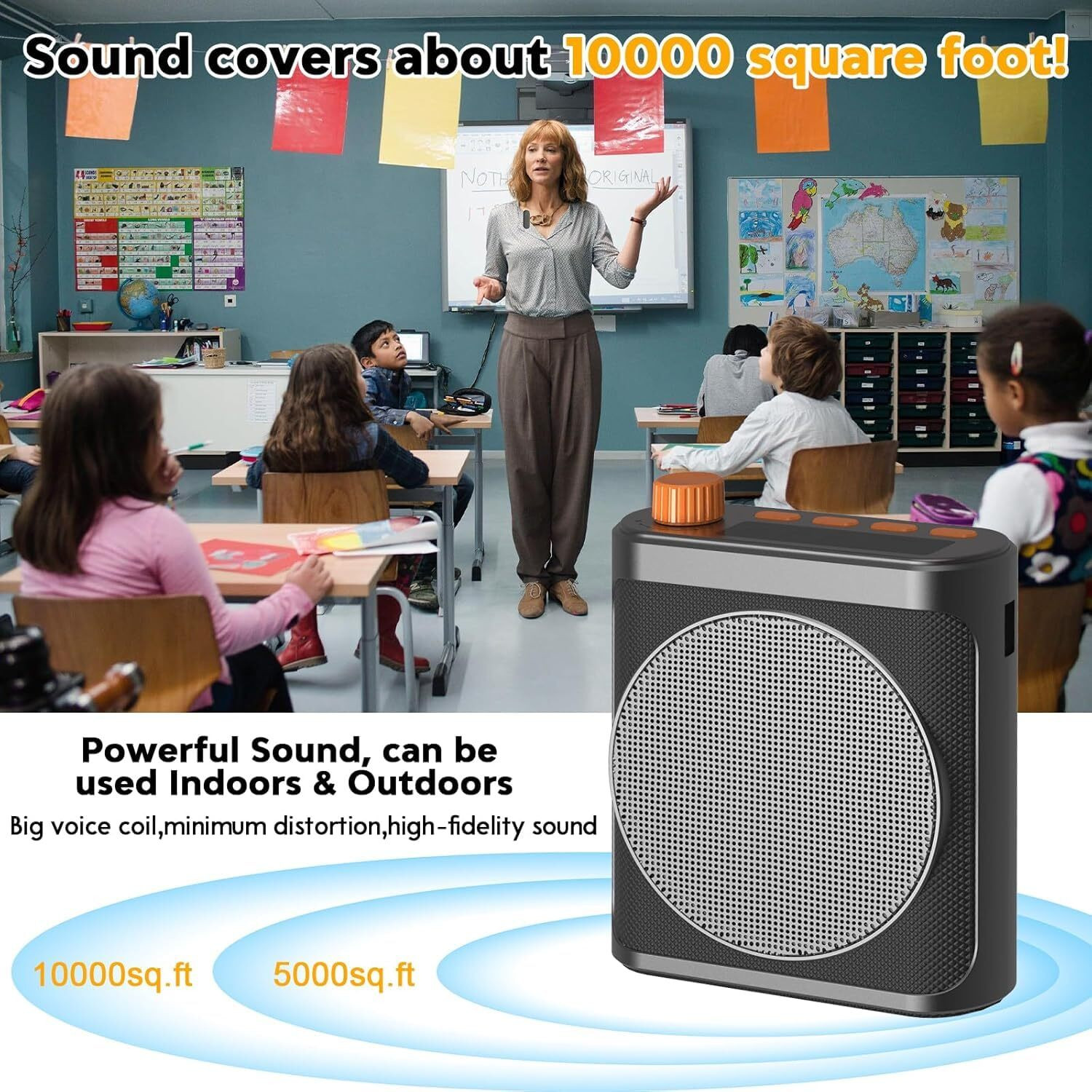 Image of CASON Wireless Voice Amplifier for Teachers with 2 Mic for Teaching in Classroom Bass Amplifier