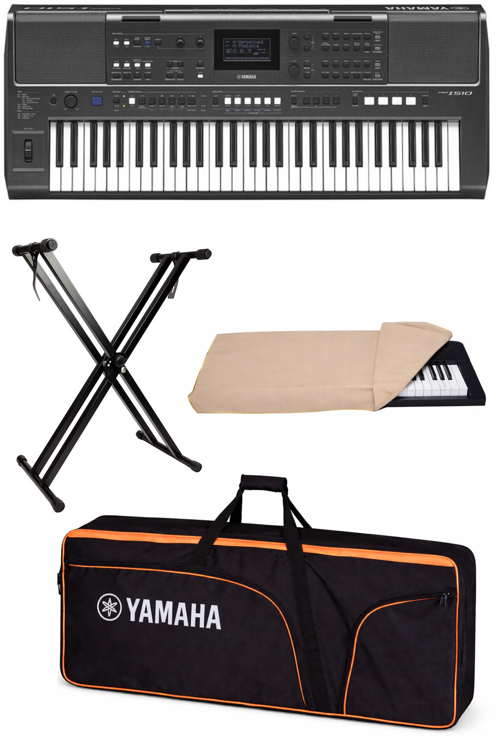 Image of YAMAHA PSR + CARRY CASE + DOUBLE PIPE STAND+DUST COVER I510 Digital Portable Keyboard