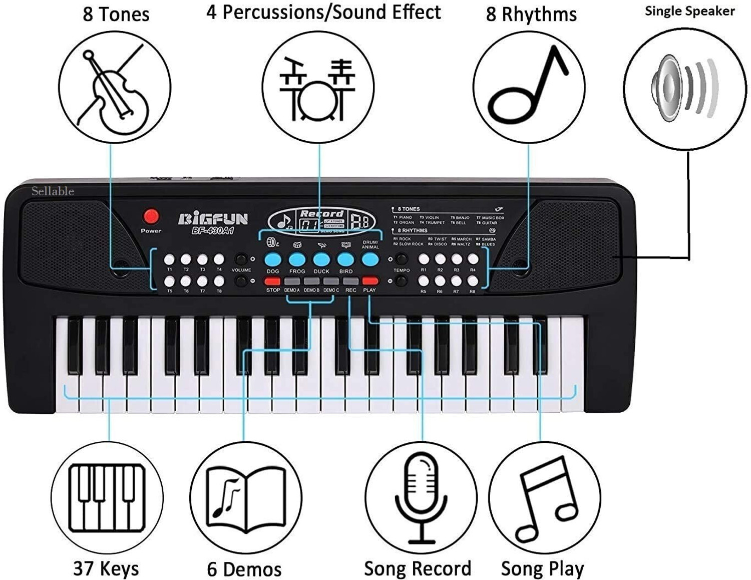 Image of ISTAMBH Piano toy Bigfun Piano with Usb Port /Microphone Port and with 37 Keys Digital Portable Keyboard
