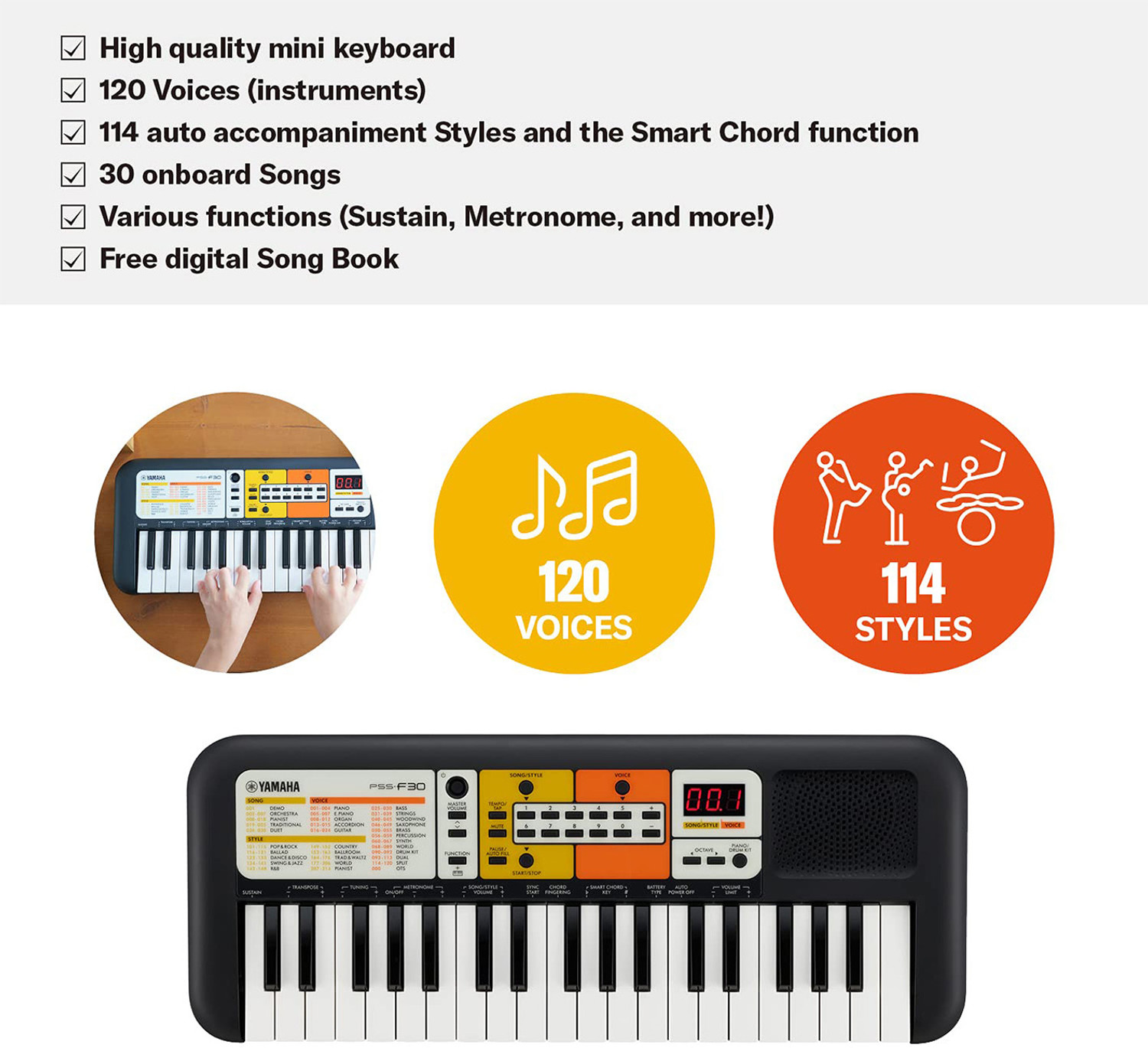 Image of YAMAHA PSS-F30 PSSF30 Digital Portable Keyboard