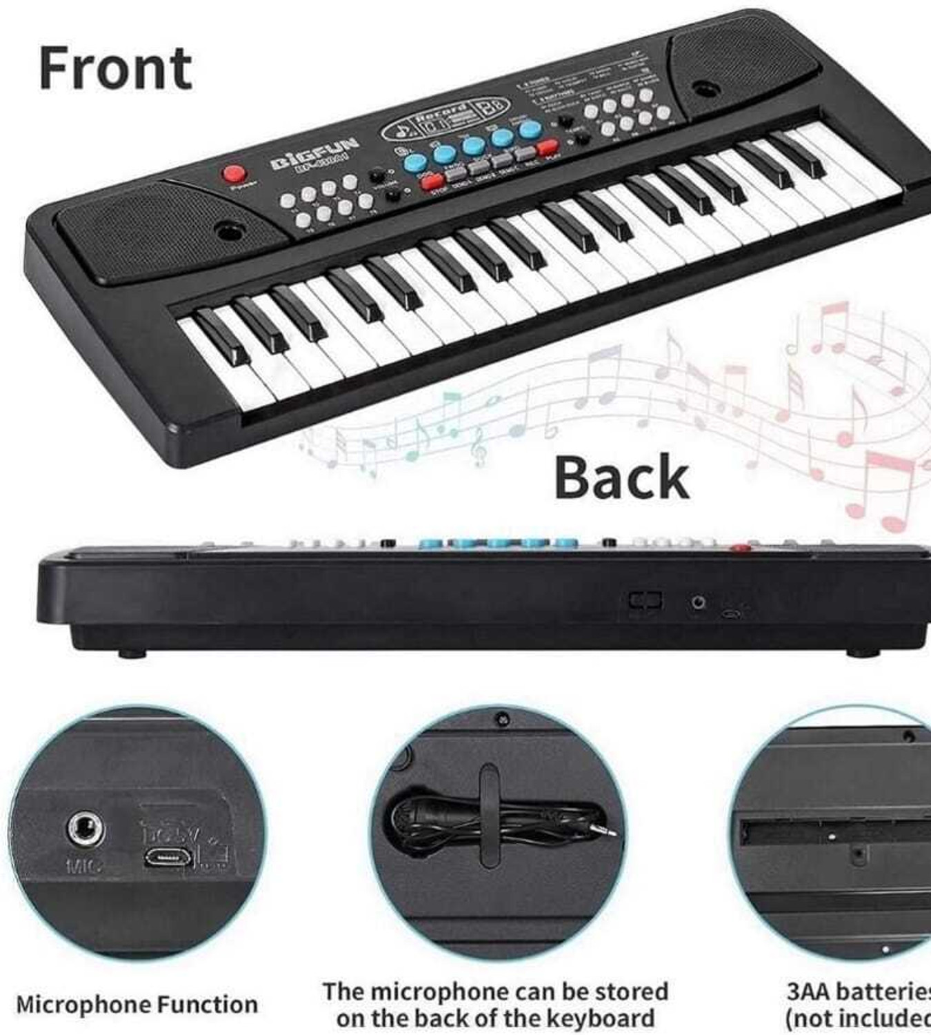 Image of ToyLand 37 Keys Piano Key Board Kids Toy With Microphone & Usb Power Cable (Multicolour) Analog Portable Keyboard