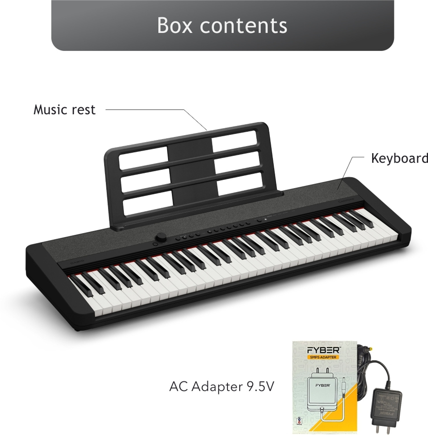 Image of Casio Casiotone CT-S1 61-key Touch Sensitive Portable Keyboard - BLACK