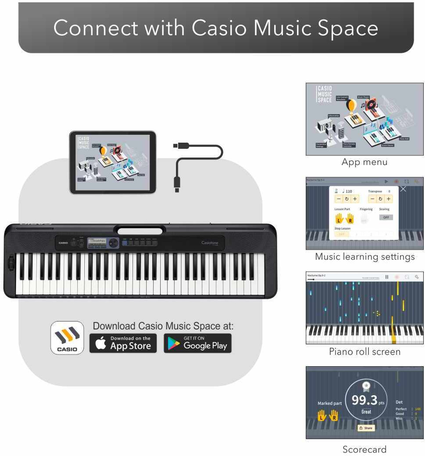 Image of Casio CT-S300 Casiotone 61-Key Touch Sensitive Portable Keyboard with Piano tones, Black