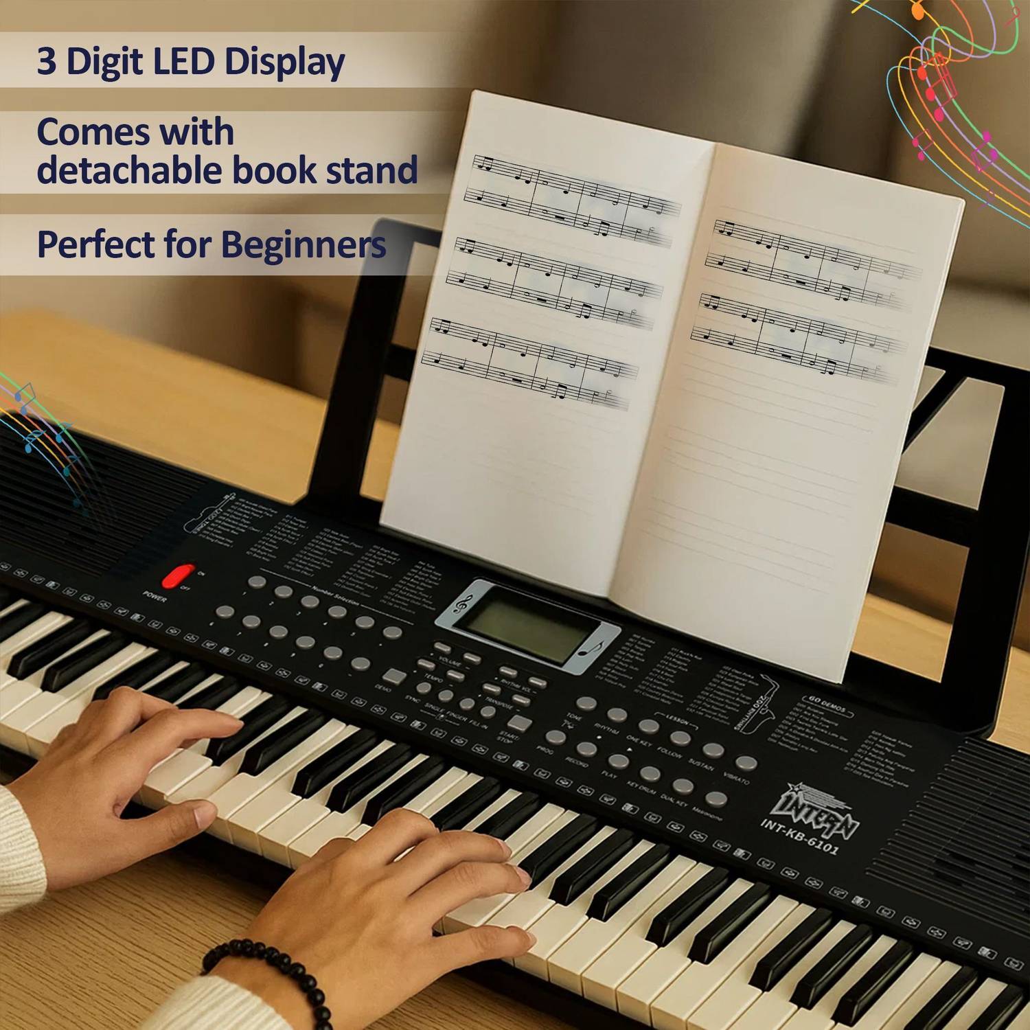 intern INT-KB 61 Keys Portable Piano Keyboard - Image 3