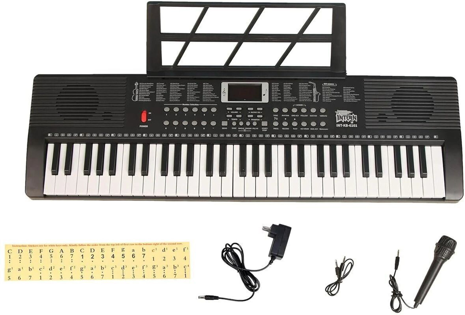 Image of intern INT-KB 61 Keys Touch Response Portable Piano Keyboard with Mic and 5V Power Adapter Digital Portable Keyboard