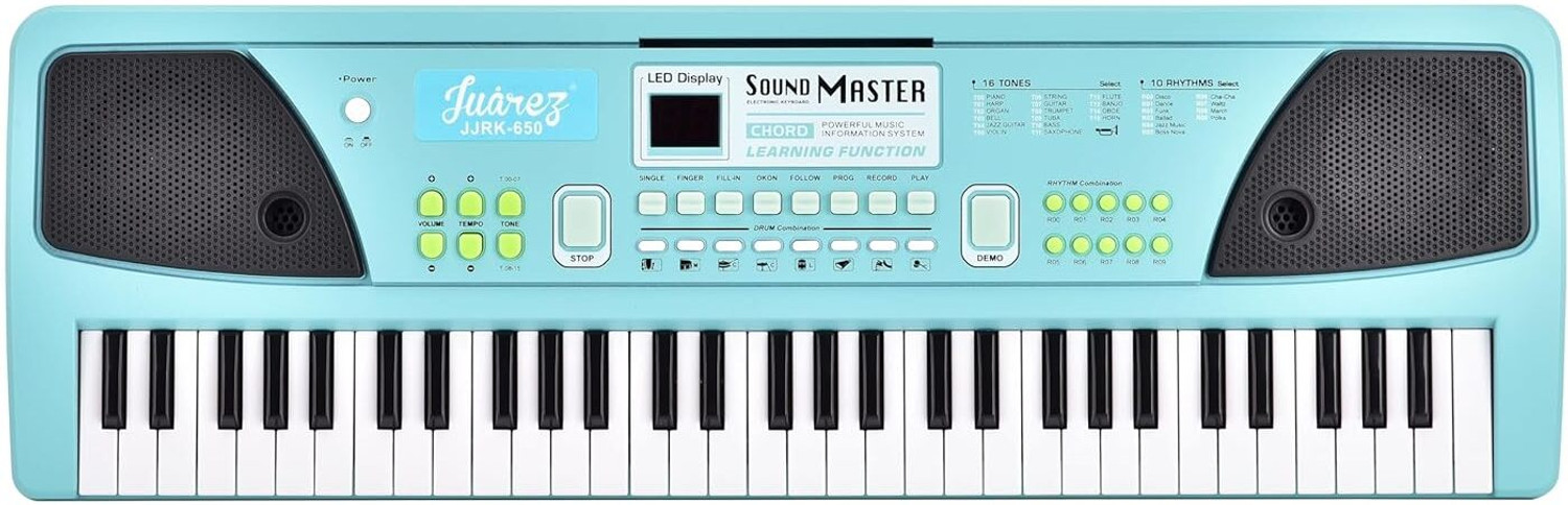 Image of Juarez Junior 61-Key Keyboard Piano with LED Mic, USB, Learning, Record & Dual Speakers JJRK-650 Analog Digital Piano