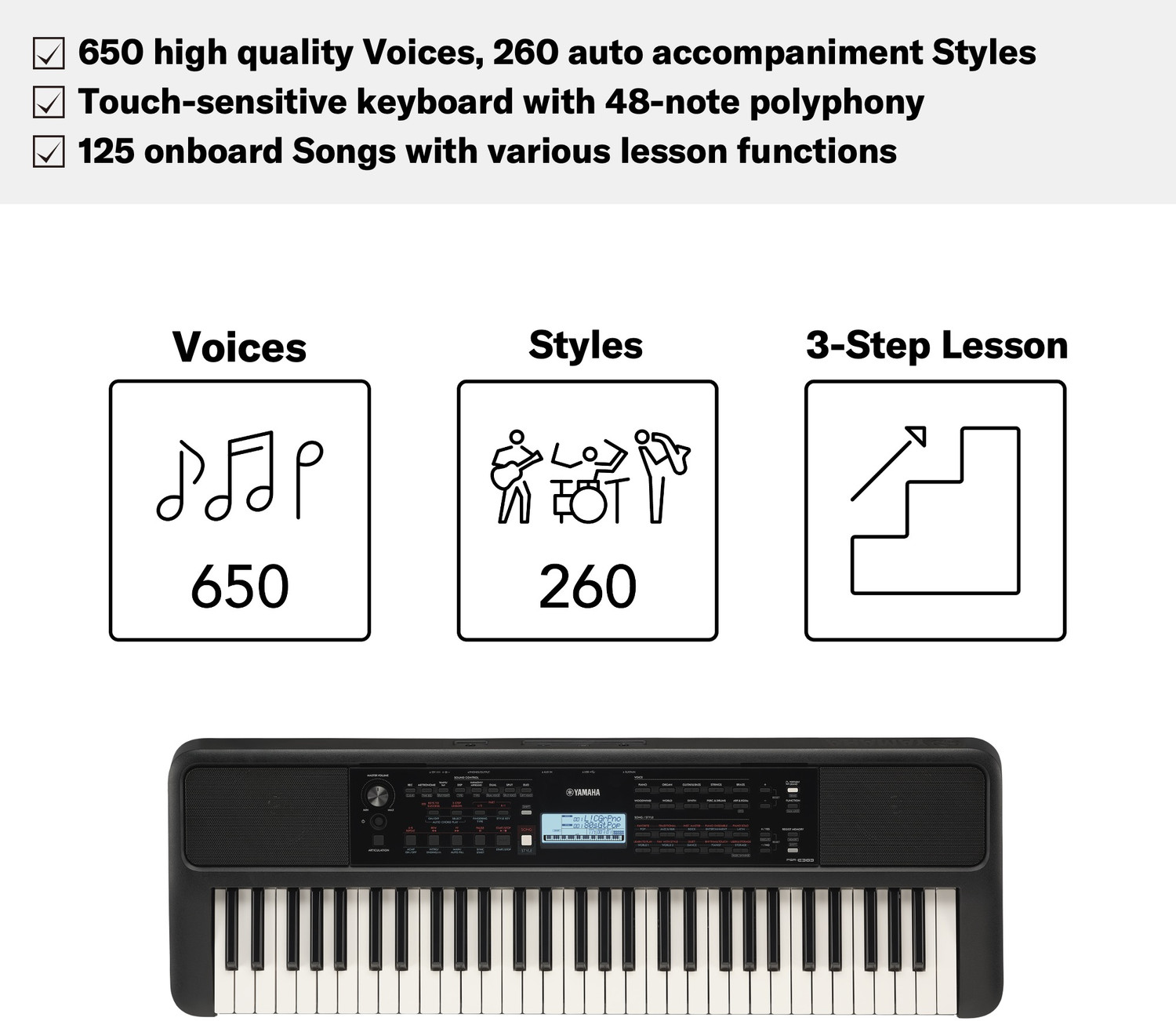 Image of YAMAHA 383 Yamaha PSR-E383 Portable Keyboard 61 Keys (Adaptor Included) Digital Portable Keyboard