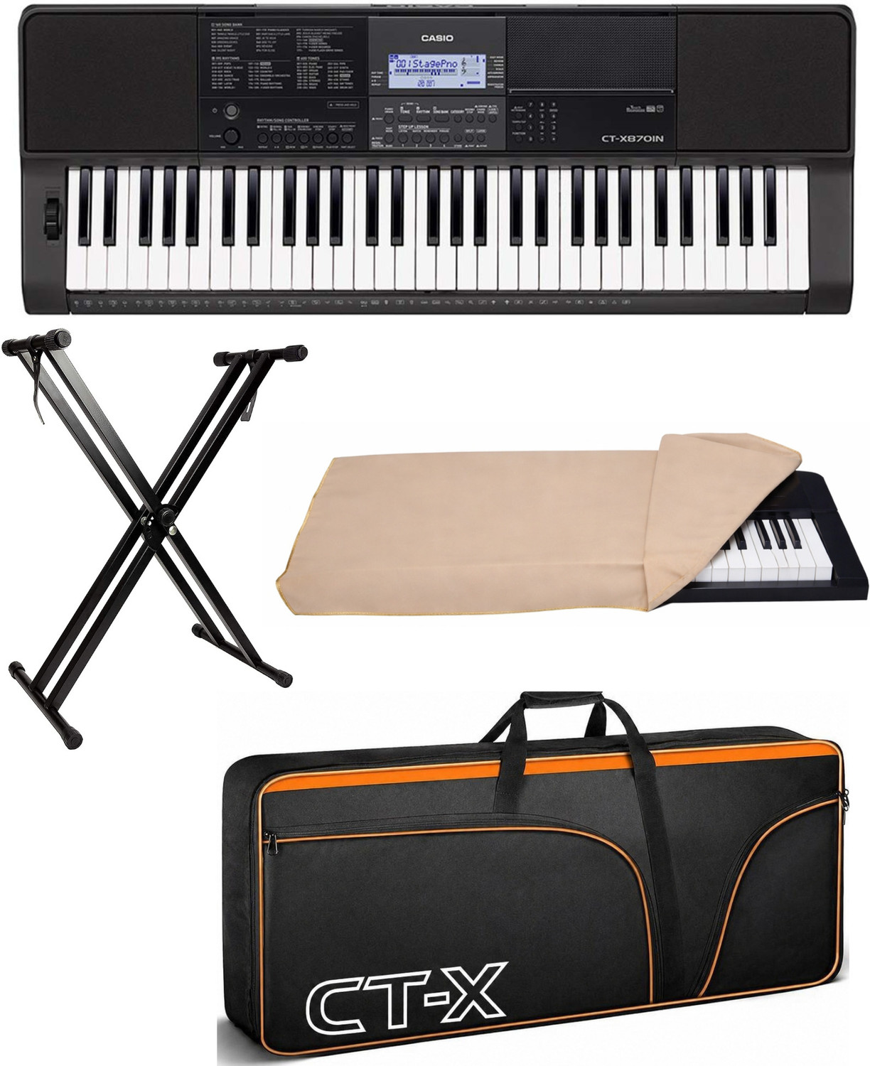 Image of CTX CASIO CT-X870IN+ CARRY CASE + DOUBLE PIPE STAND+DUST COVER CT-X870IN Digital Portable Keyboard