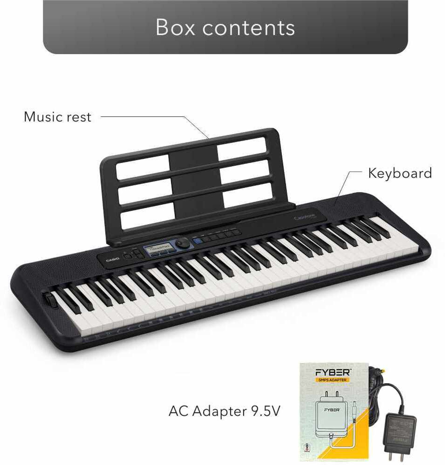 Image of Casio CT-S300 Casiotone 61-Key Touch Sensitive Portable Keyboard with Piano tones, Black