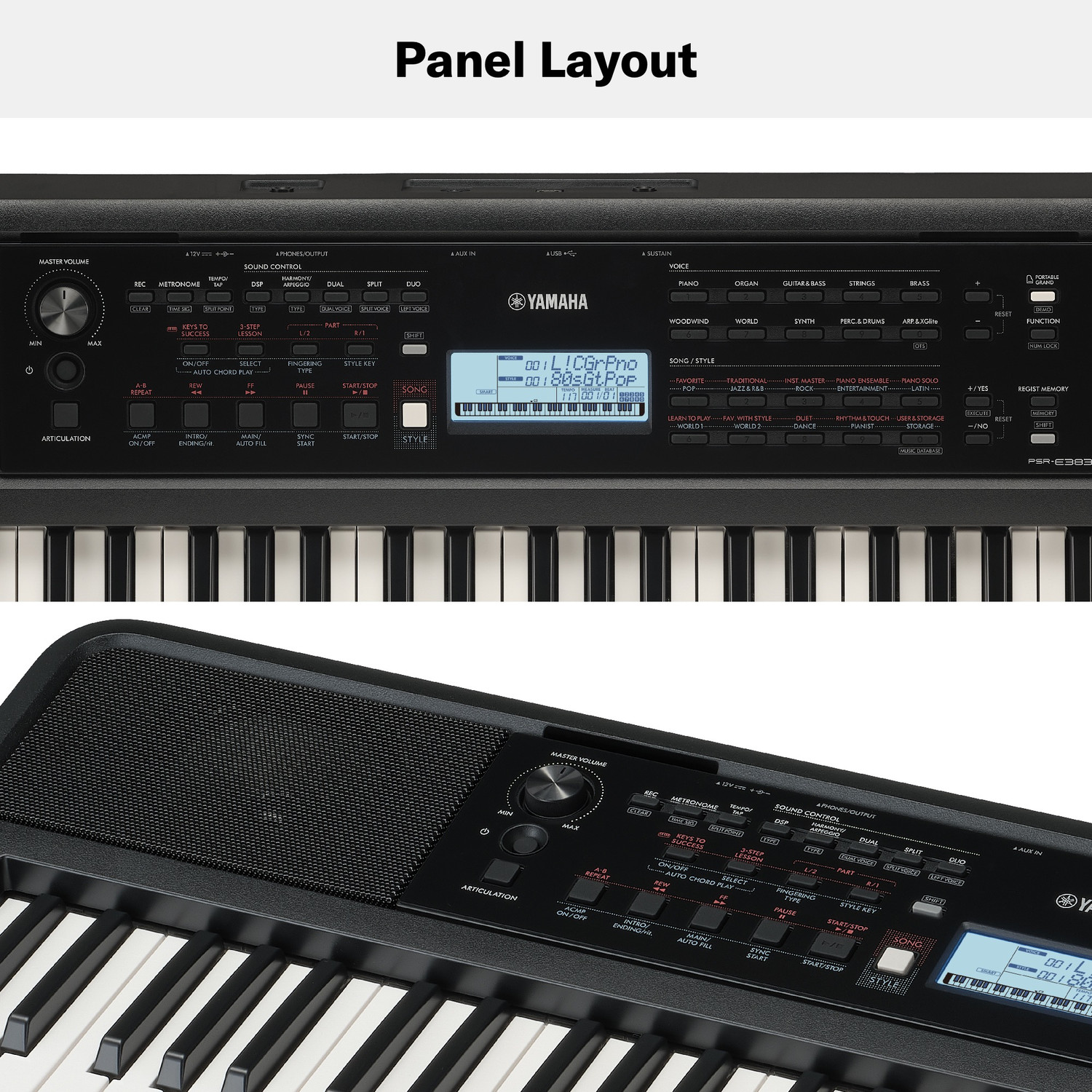 Image of YAMAHA 383 Yamaha PSR-E383 Portable Keyboard 61 Keys (Adaptor Included) Digital Portable Keyboard