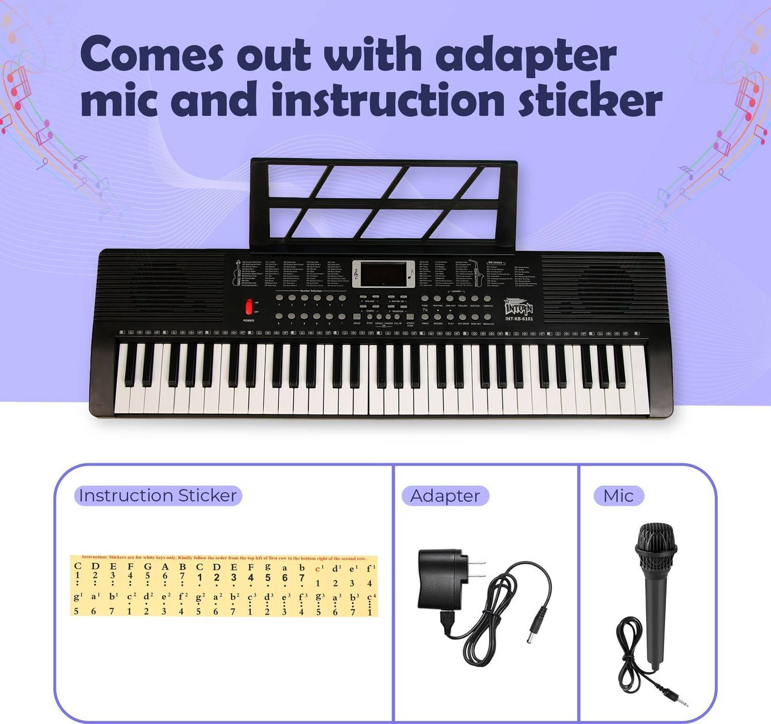 intern INT-KB 61 Keys Portable Piano Keyboard - Image 5