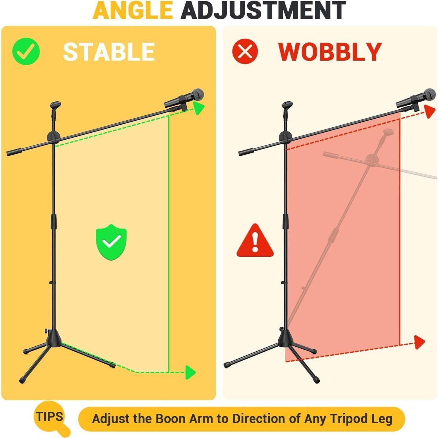 Image of IMAGINEA Mic Stand with Mic Clips, Boom Stand for Kids Adults, Singing Speech, Studio Double Music Instrument Stand