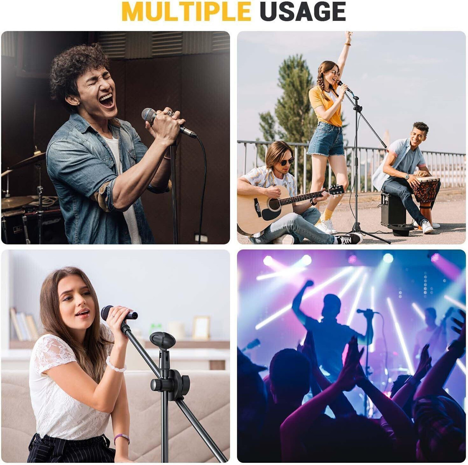 Image of IMAGINEA Mic Stand with Mic Clips, Boom Stand for Kids Adults, Singing Speech, Studio Double Music Instrument Stand