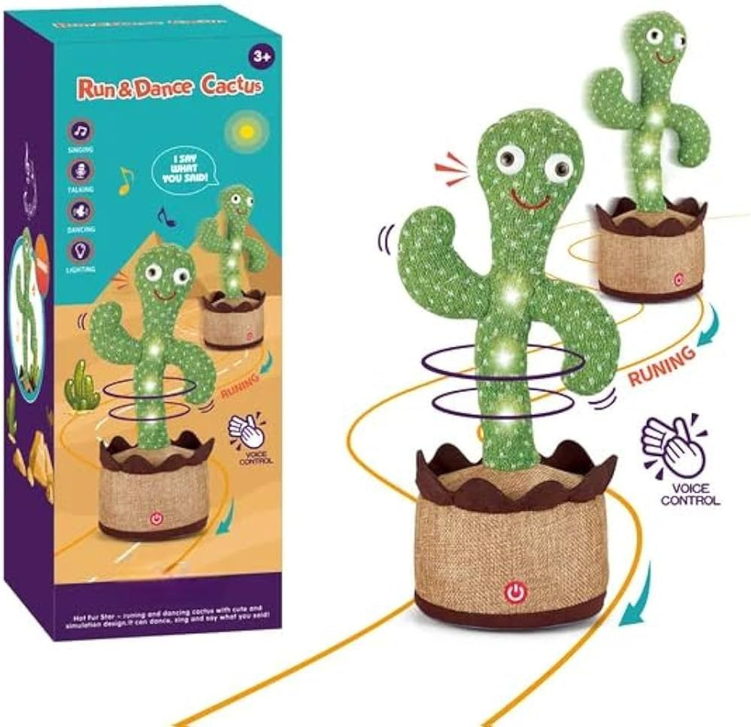 Image of TAPUJI Electronic Plush Toy with Lighting,Singing Cactus Recording and Repeat