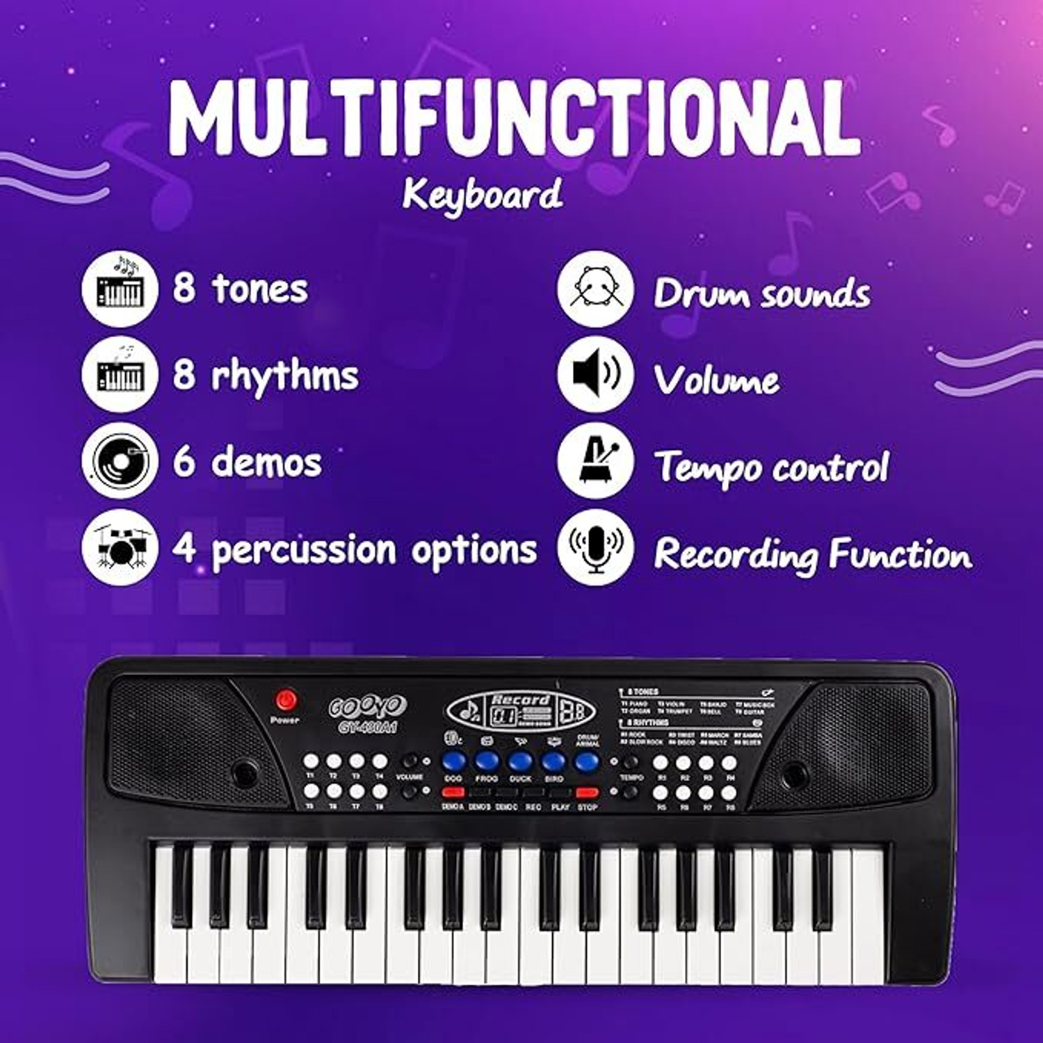 Image of FUN EXPRESS Kids Piano with Mic 37 Keys Keyboard Toy with 8Rhythms,8 Tones,6 Demos