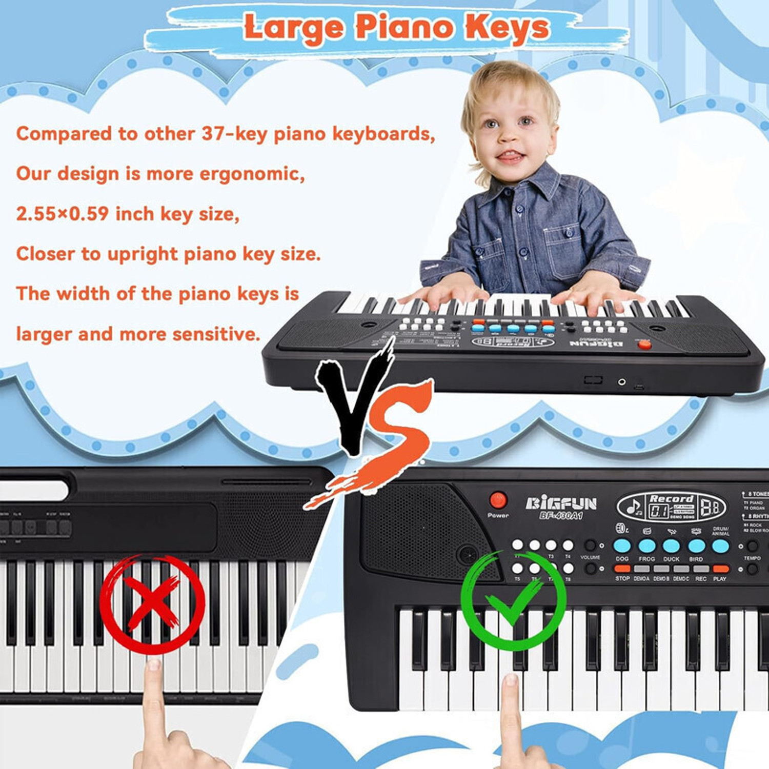 Image of SALEOFF The 37 Key Piano Keyboard Toy with Recording, Mic and USB Cable for Power-31