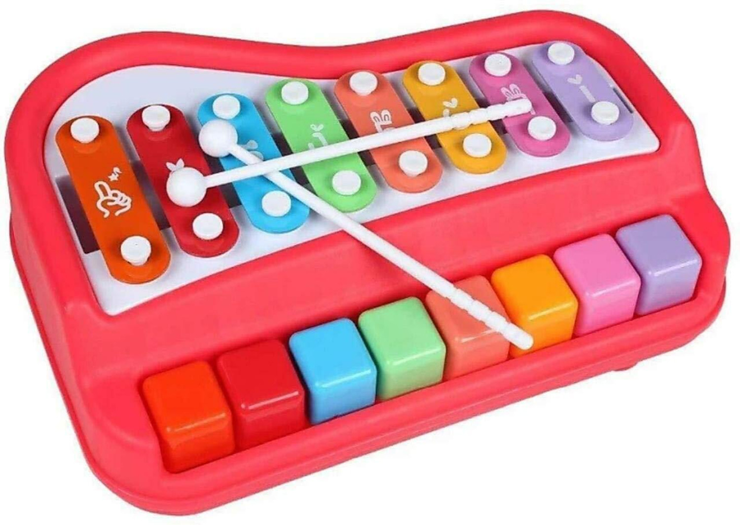 Image of xelix 2 in 1 Baby Piano Xylophone Toy 8 Multicolored Key Keyboard Baby Kids Girls Boy