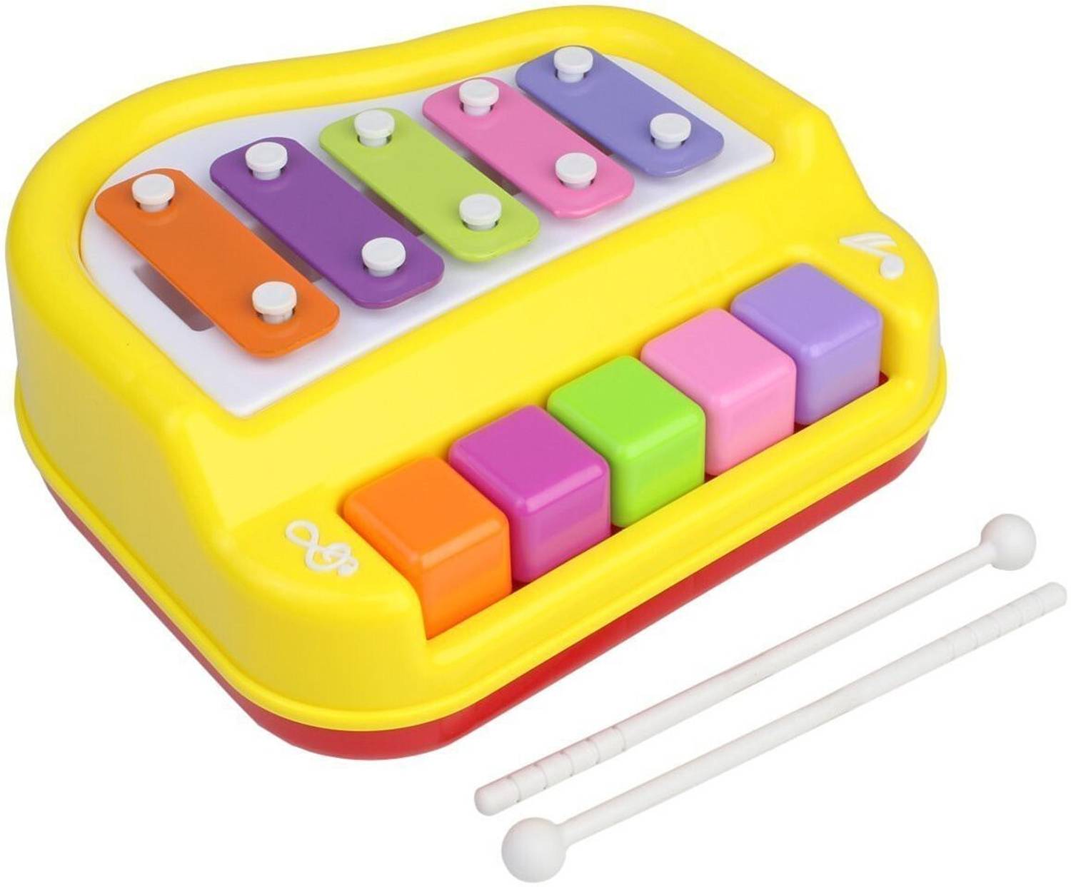 buyagain Musical Xylophone and Mini Piano, Non Toxic Plastic, Non-Battery,Yellow