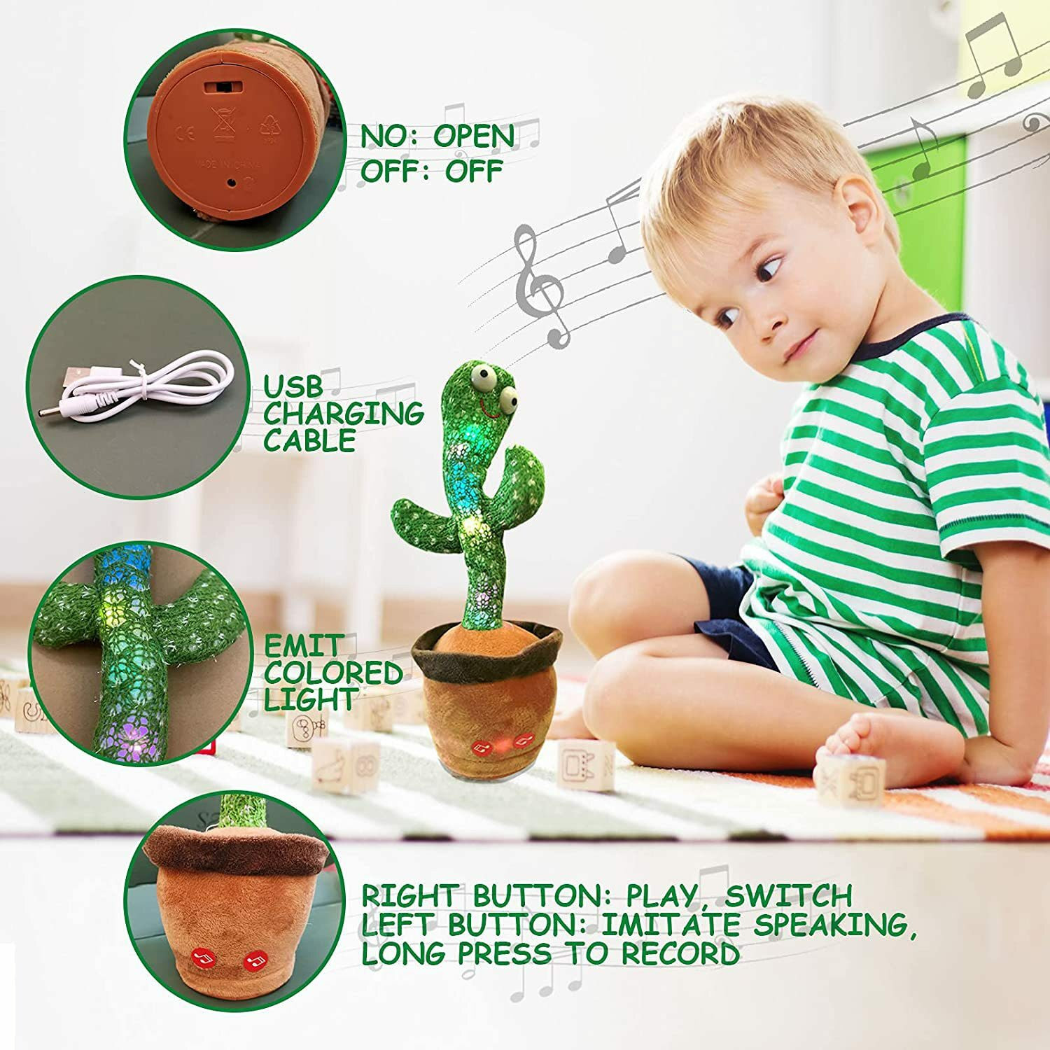 Image of Onshhm Dancing Cactus Toy Talking Cactus Toys for baby talking parrot Kids Toys