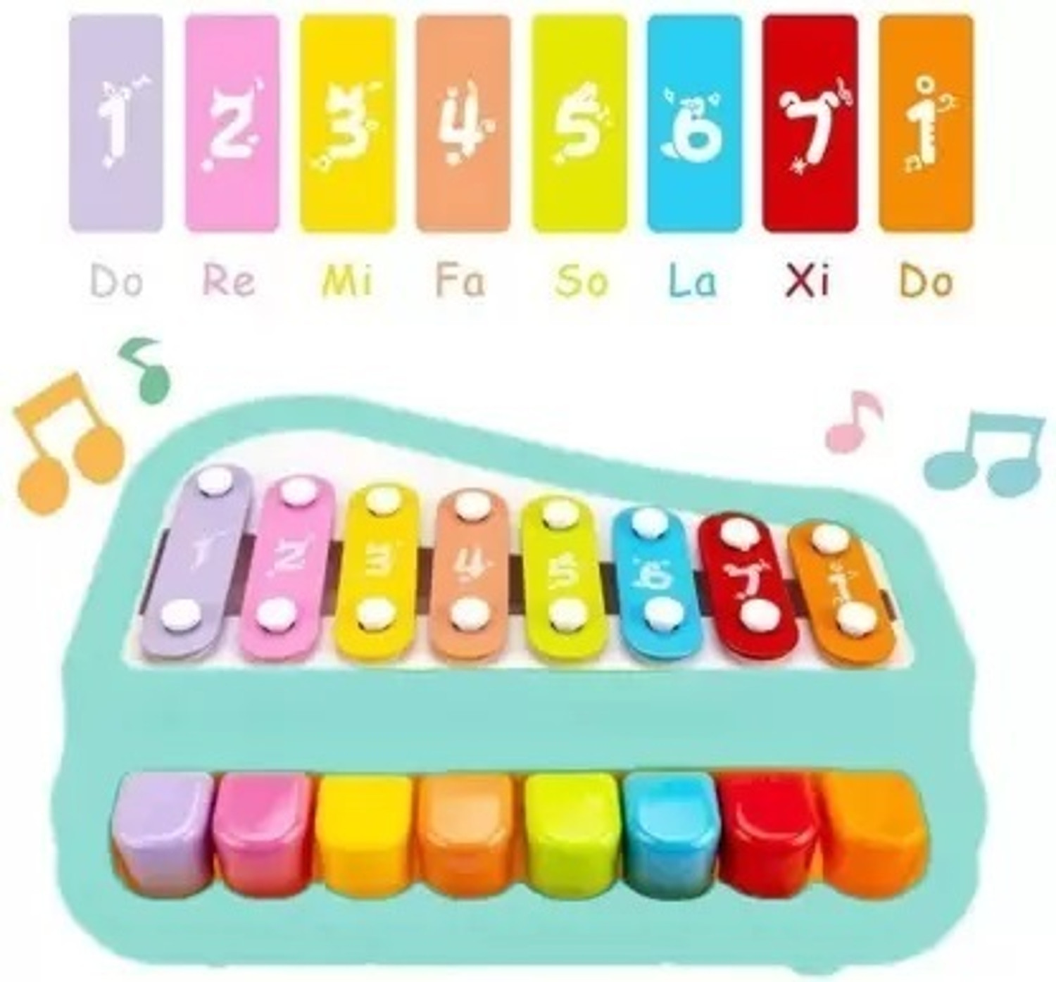 Image of xelix 2 in 1 Baby Piano Xylophone Toy 8 Multicolored Key Keyboard Baby Kids Girls Boy