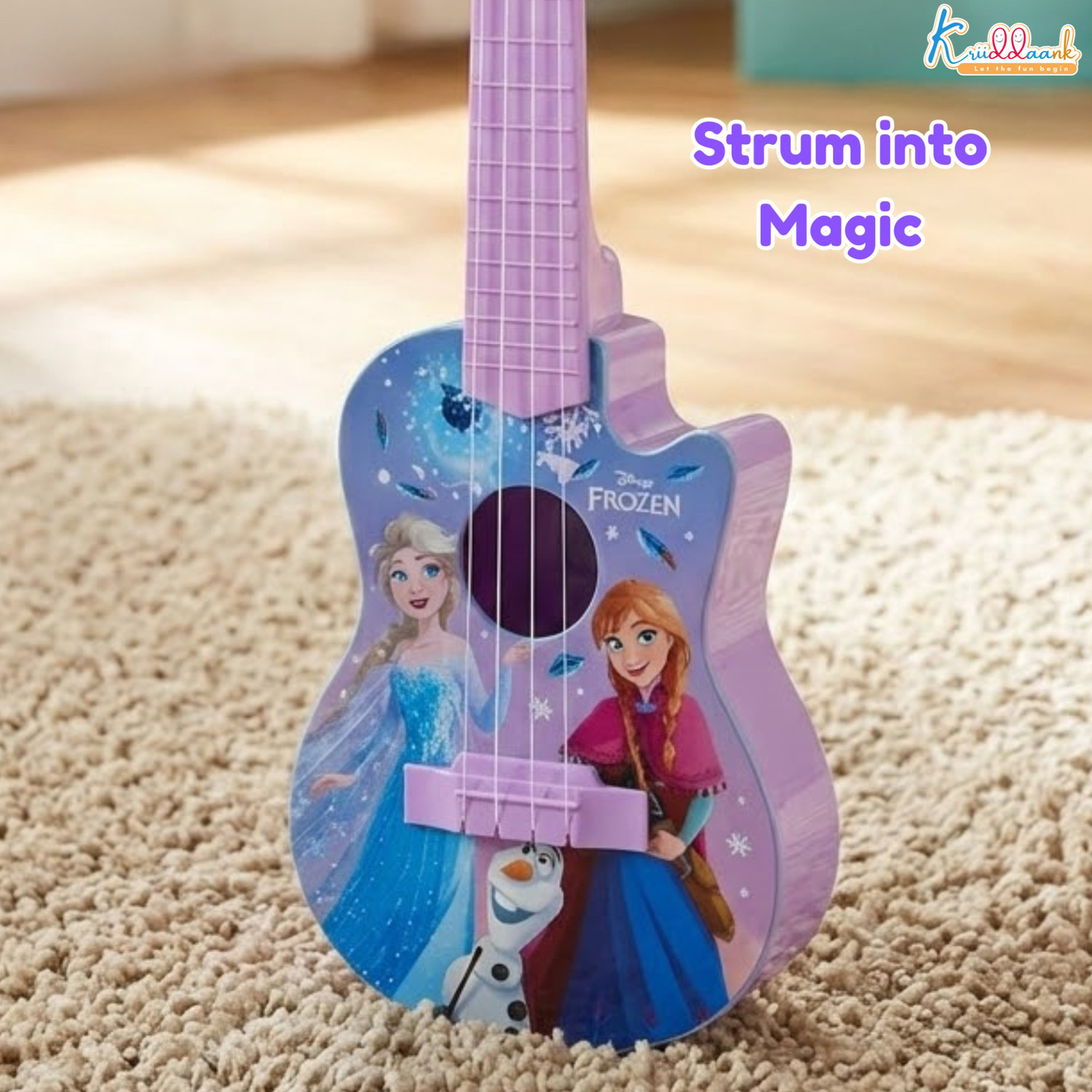 Image of Kriiddaank Frozen Theme Guitar (Small), Mini Version Fingerstyle, Short Scale Guitar, Bes