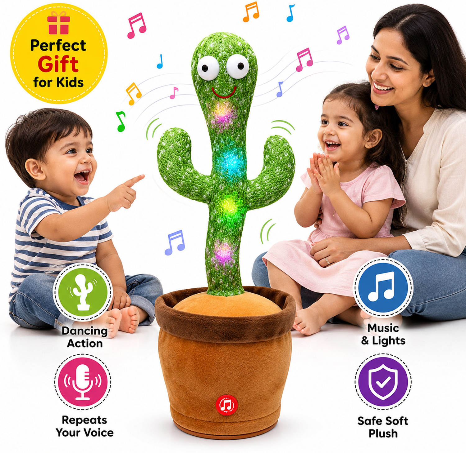 Image of Toys Adventure Dancing Cactus Talking Musical Toy for Kids, Mimicking & Music Features
