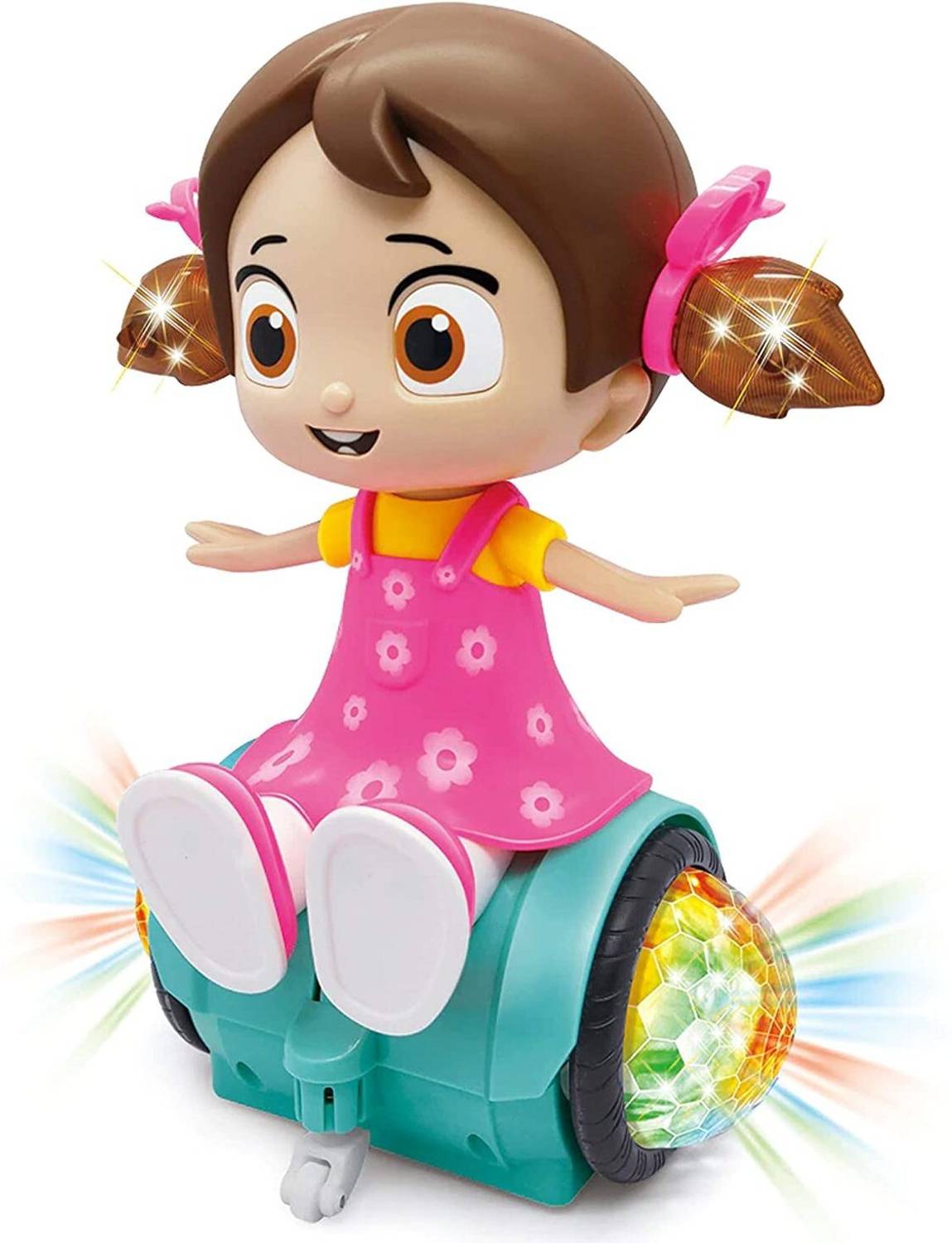 Amaflip 360 Degree Rotating Musical Dancing Girl Toy with Flashing Lights & Bump and Go Action, Activity Play Center Toy for Kid Early Learning Educational Toys for Toddlers