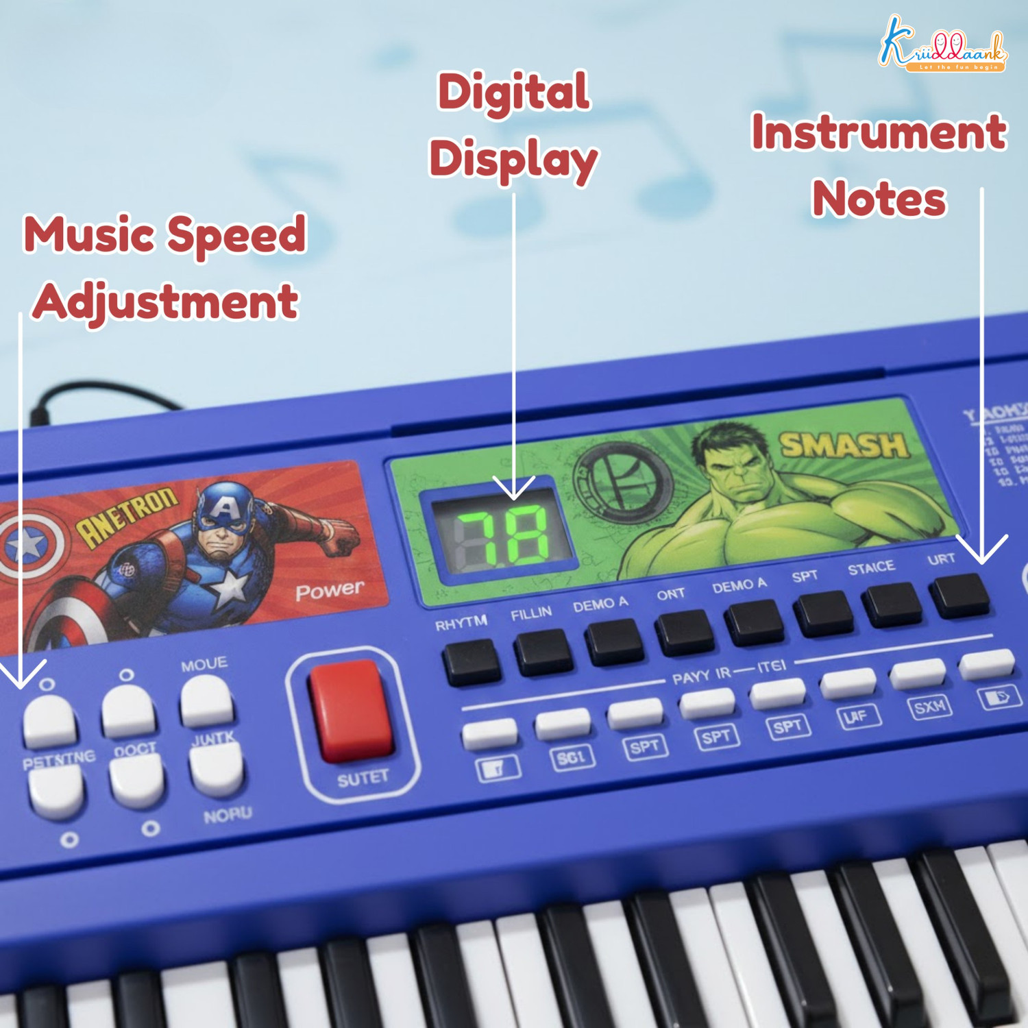 Image of Kriiddaank Avengers Keyboard Piano- 60 KeysDigital Screen61 Scale Organ Keys,17Instrume