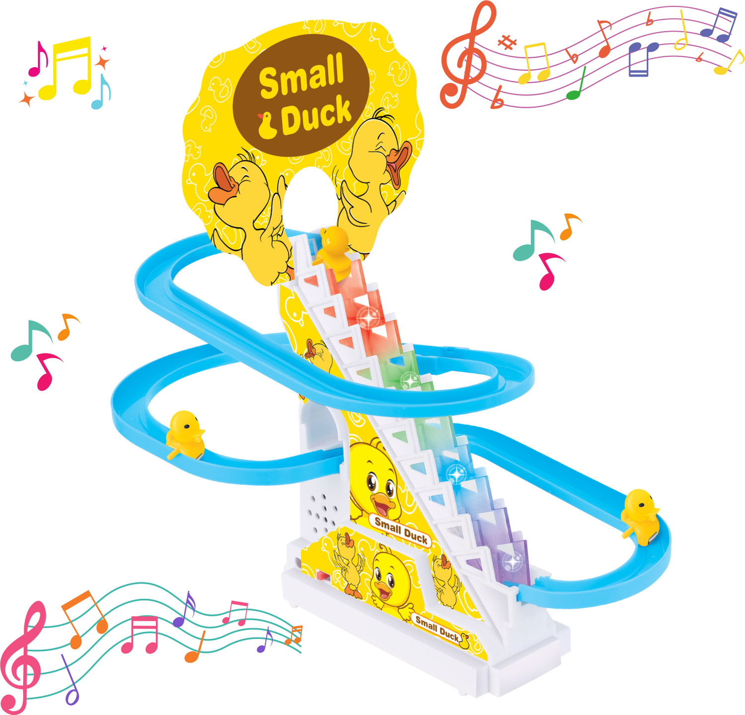 Image of jvm Interactive Duck Stair Climbing Slide - light & Music Raceway Track for Kids
