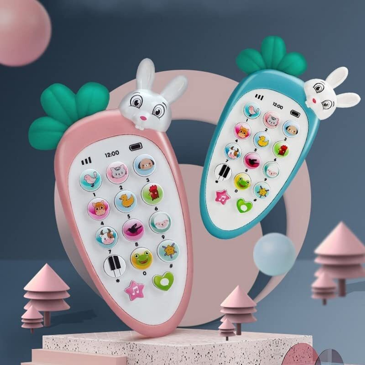 Image of Kidzfun Rabbit Phone Rabbit Intelligent Phone Baby Cell Phone Toy with Music Ringtones