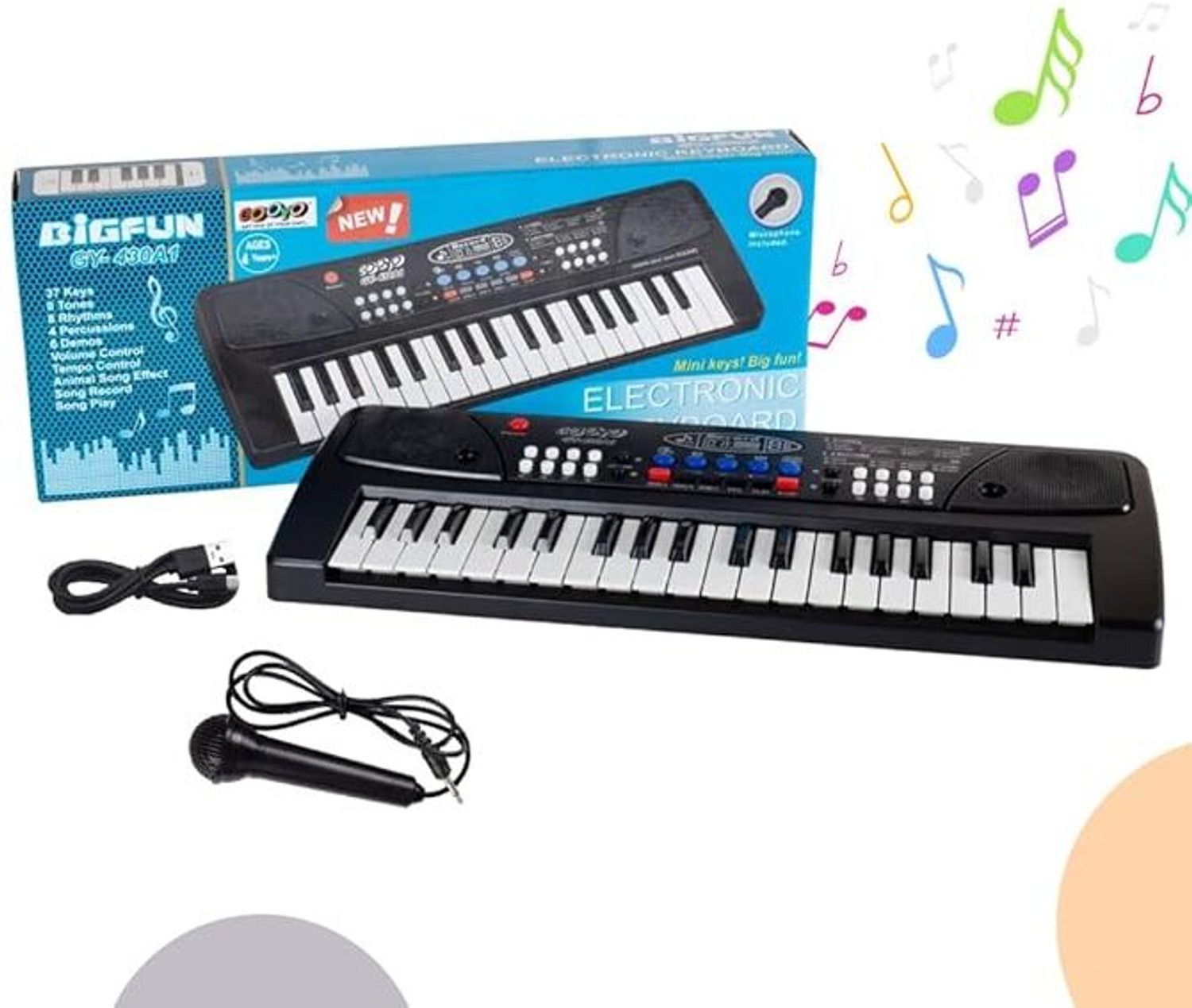 Image of FUN EXPRESS Kids Piano with Mic 37 Keys Keyboard Toy with 8Rhythms,8 Tones,6 Demos