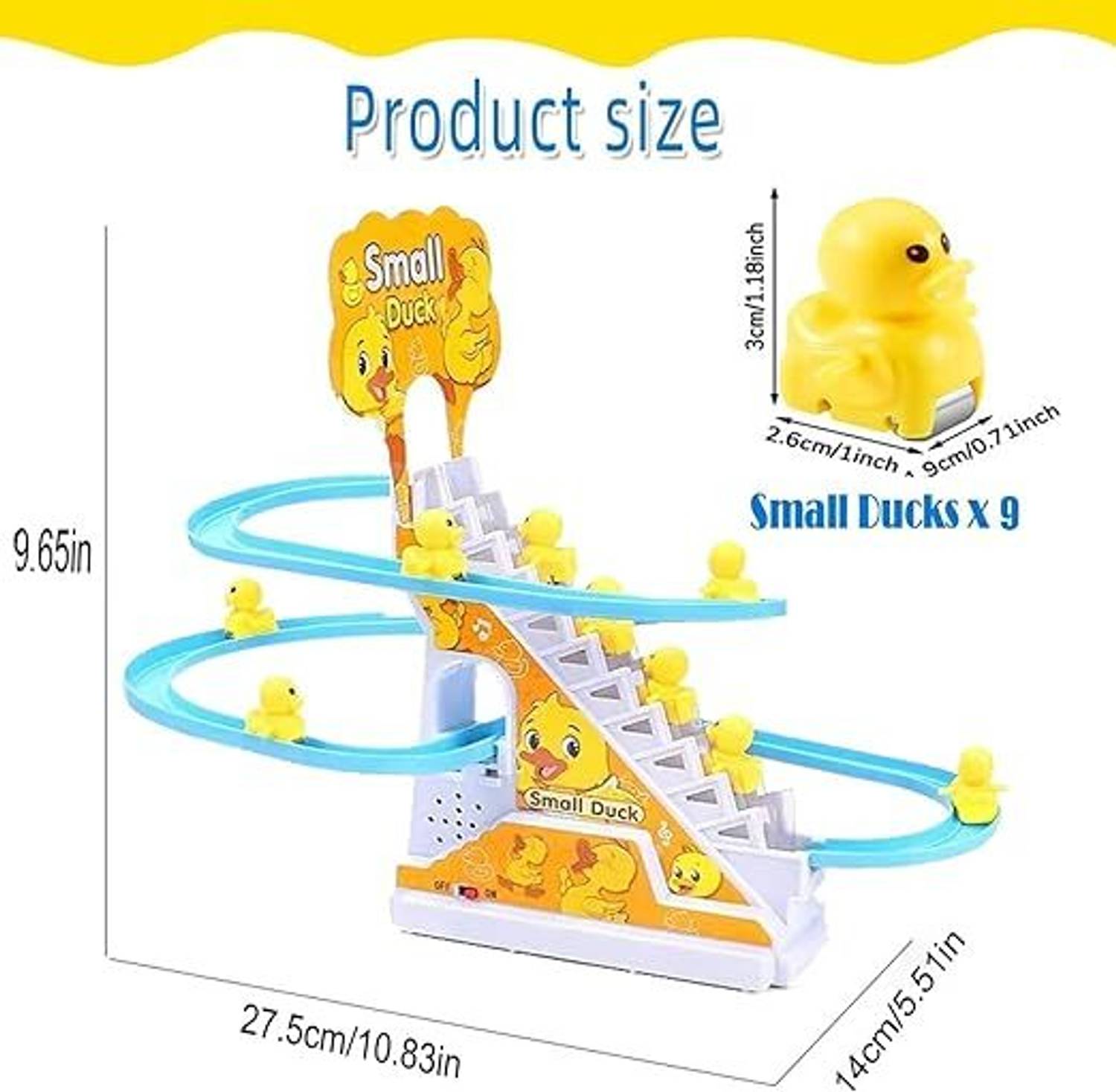 Adhira Toys Climbing Stairs Dancing Duck Slide Toy with Light and Music - 3 Pcs