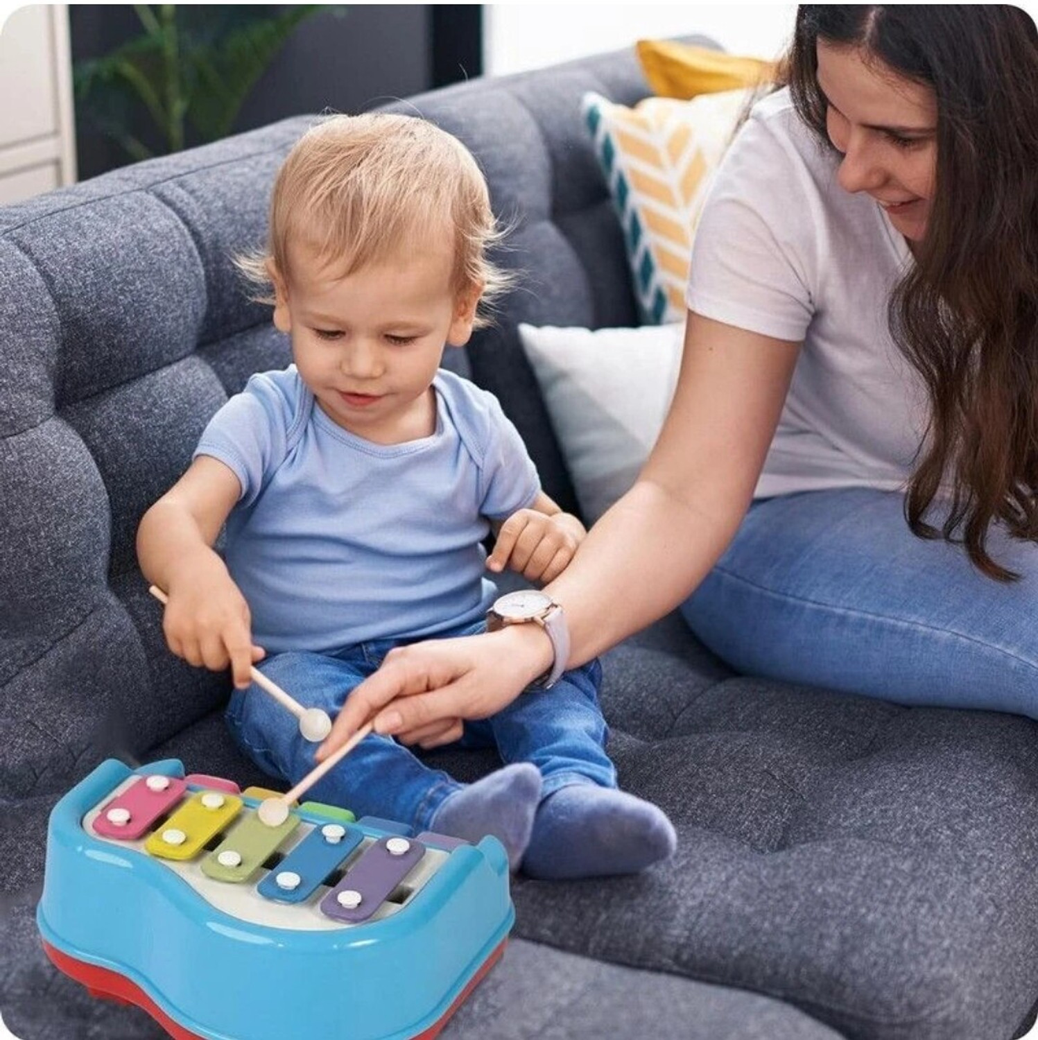 Image of Mira Farmcraft Musical Xylophone and Mini Piano, Non Toxic, Non-Battery- Assorted MultiColors