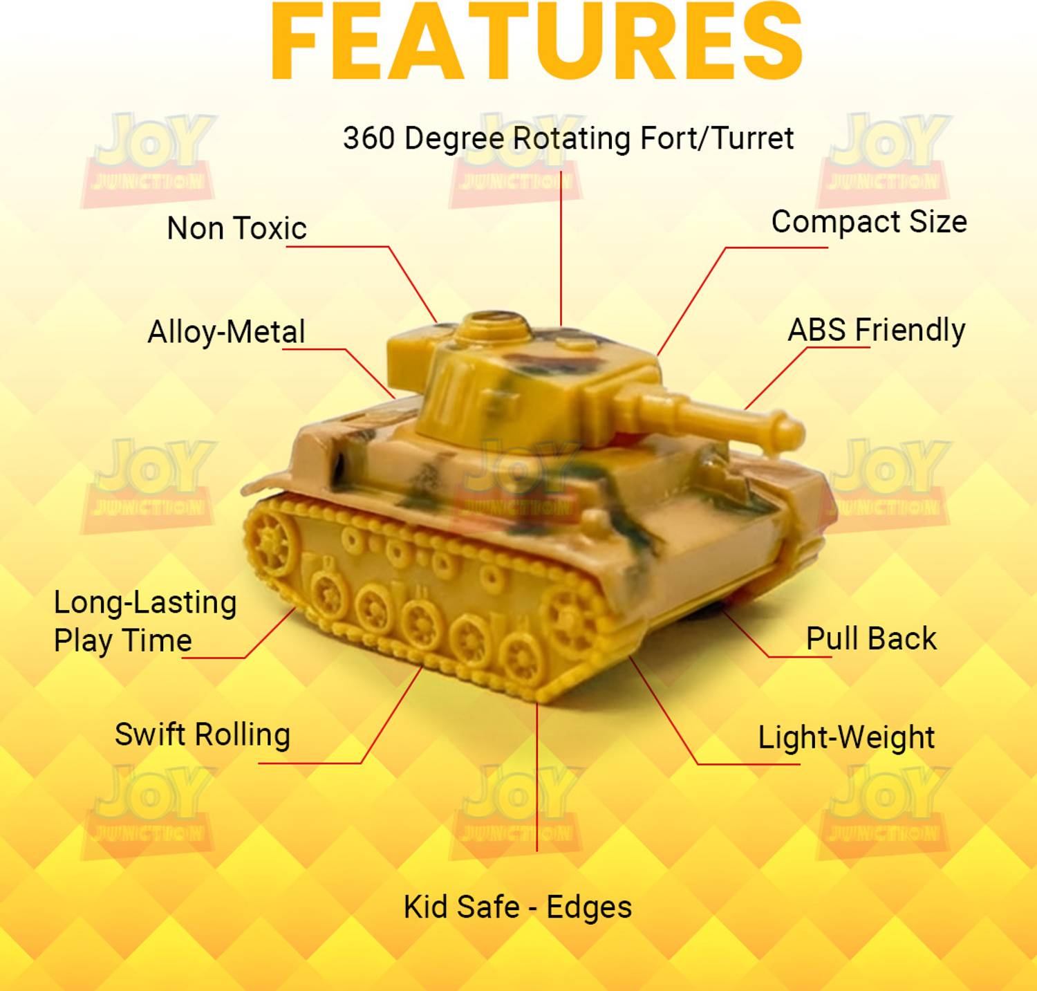Joy Junction Mini Racer Battle Tank with 360° Rotating Turret