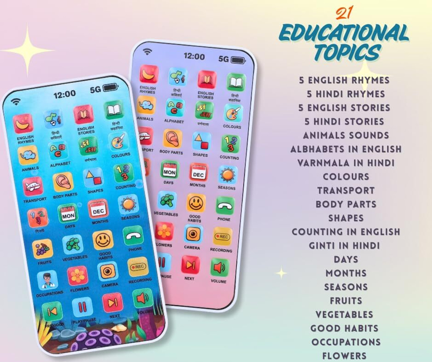 Image of Maa Momai Toys Kids Toys Smart Learning Mobile Phone for Baby Toys with Sound