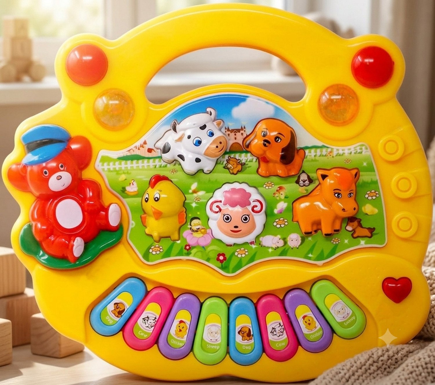 Super Toy Baby farm animal piano with real animal sound, piano sound ,LED flash Light