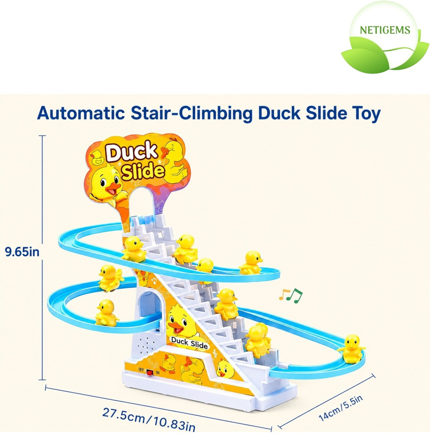 Image of Netigems Cute Duck's stair climbing toys for kids | sliding Duck's musical toys|
