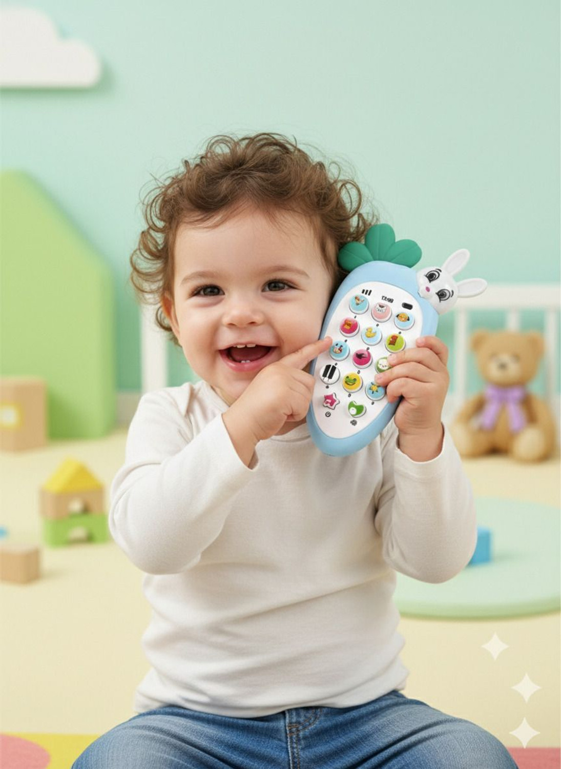 Image of fundreamz Rabbit Phone - Flip & Learn Musical Mobile Toy with Lights & Sounds