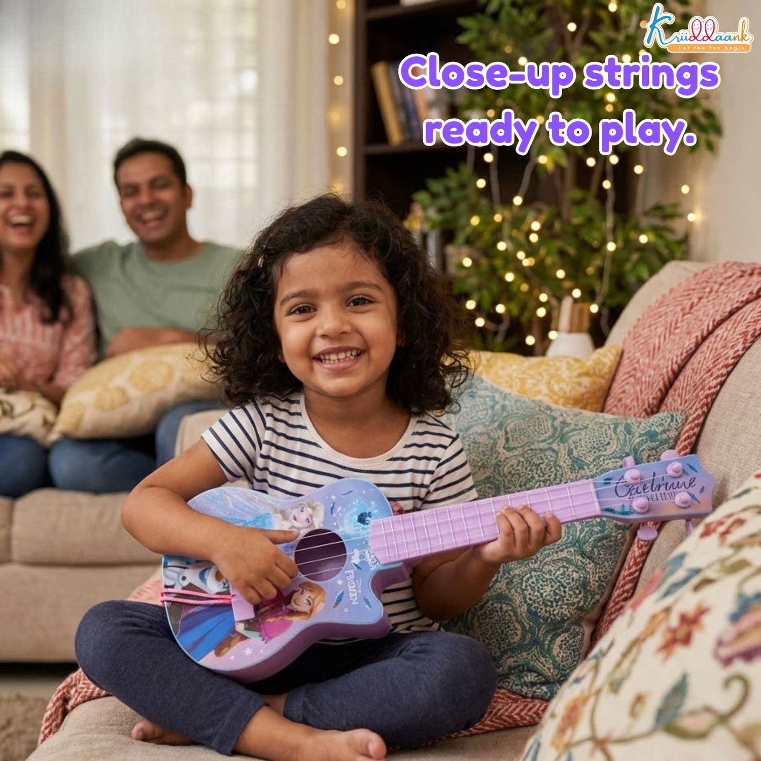 Image of Kriiddaank Frozen Theme Guitar (Small), Mini Version Fingerstyle, Short Scale Guitar, Bes