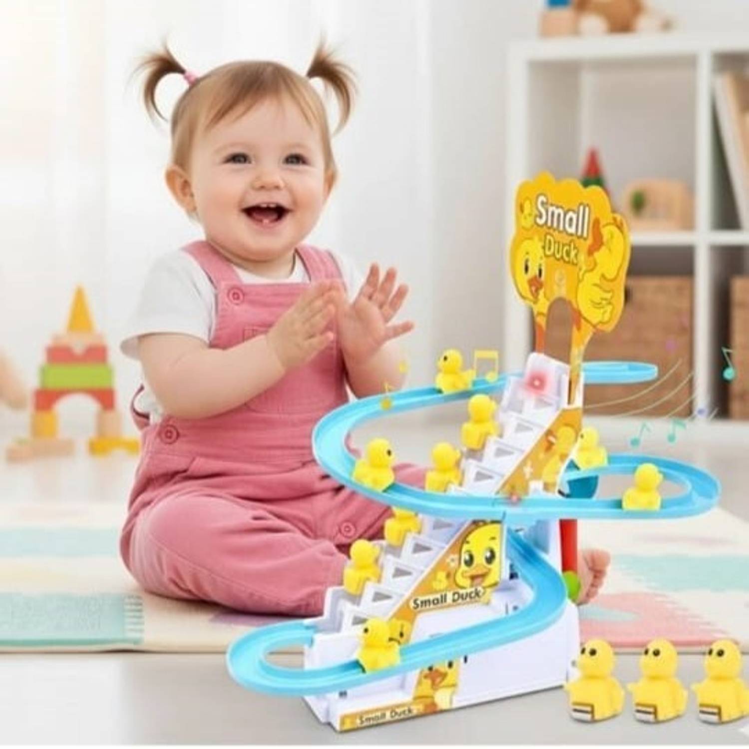 bhuvienterprises Duck Toy Set for Kids Stair-Climbing Escalator with L&M | Perfect For Gift