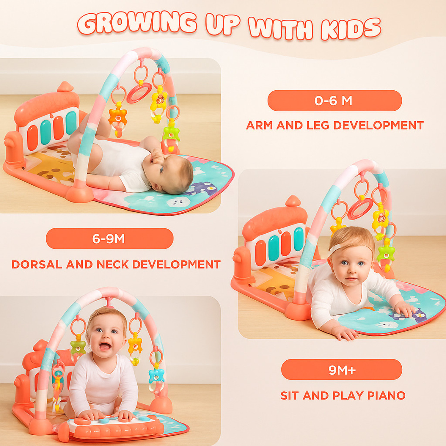 Image of URBANTOTS Babygym / Fitness Piano Rack Peach