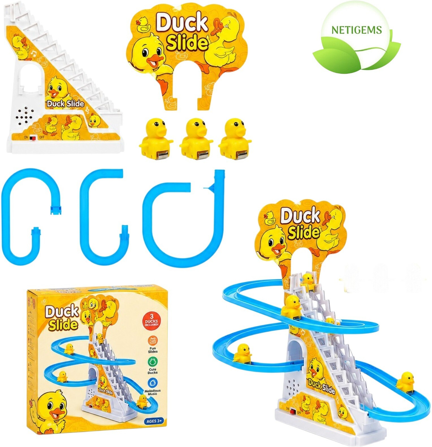 Image of Netigems Cute Duck's stair climbing toys for kids | sliding Duck's musical toys|