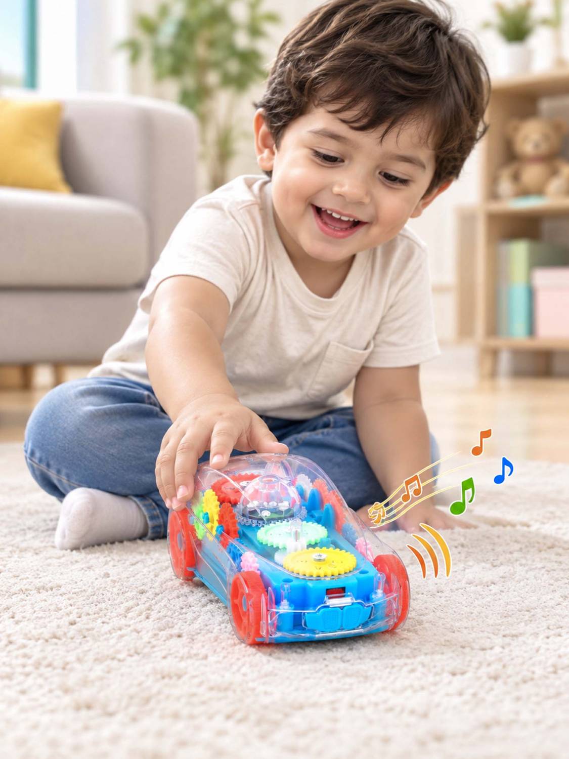 333MART Transparent Gear Car For Kids, Concept Gear Car With Music & Light Toy For Kids