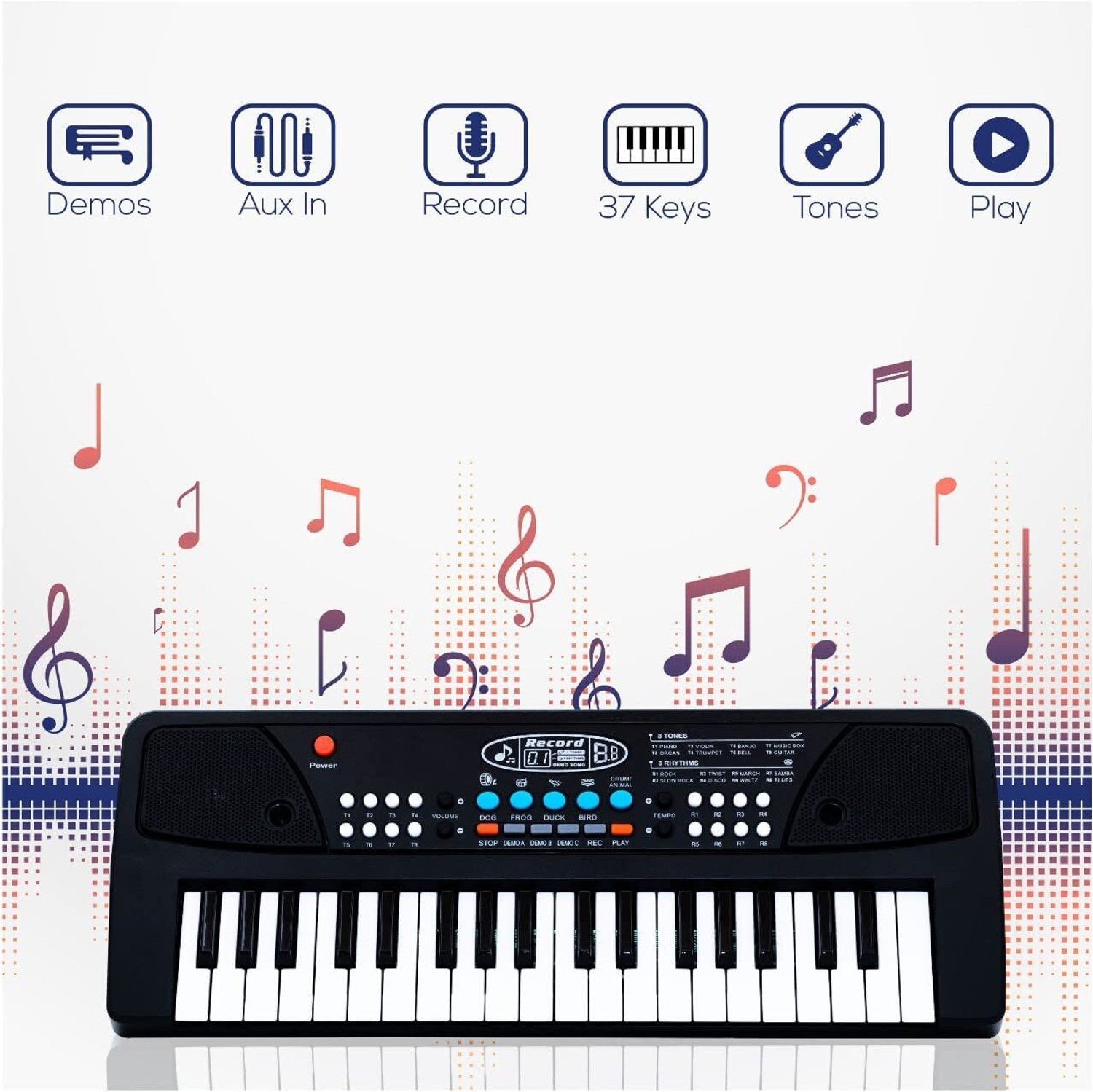 Image of A R ENTERPRISES 37 Key Piano Keyboard Toy with DC Power Option, Mic and Recording