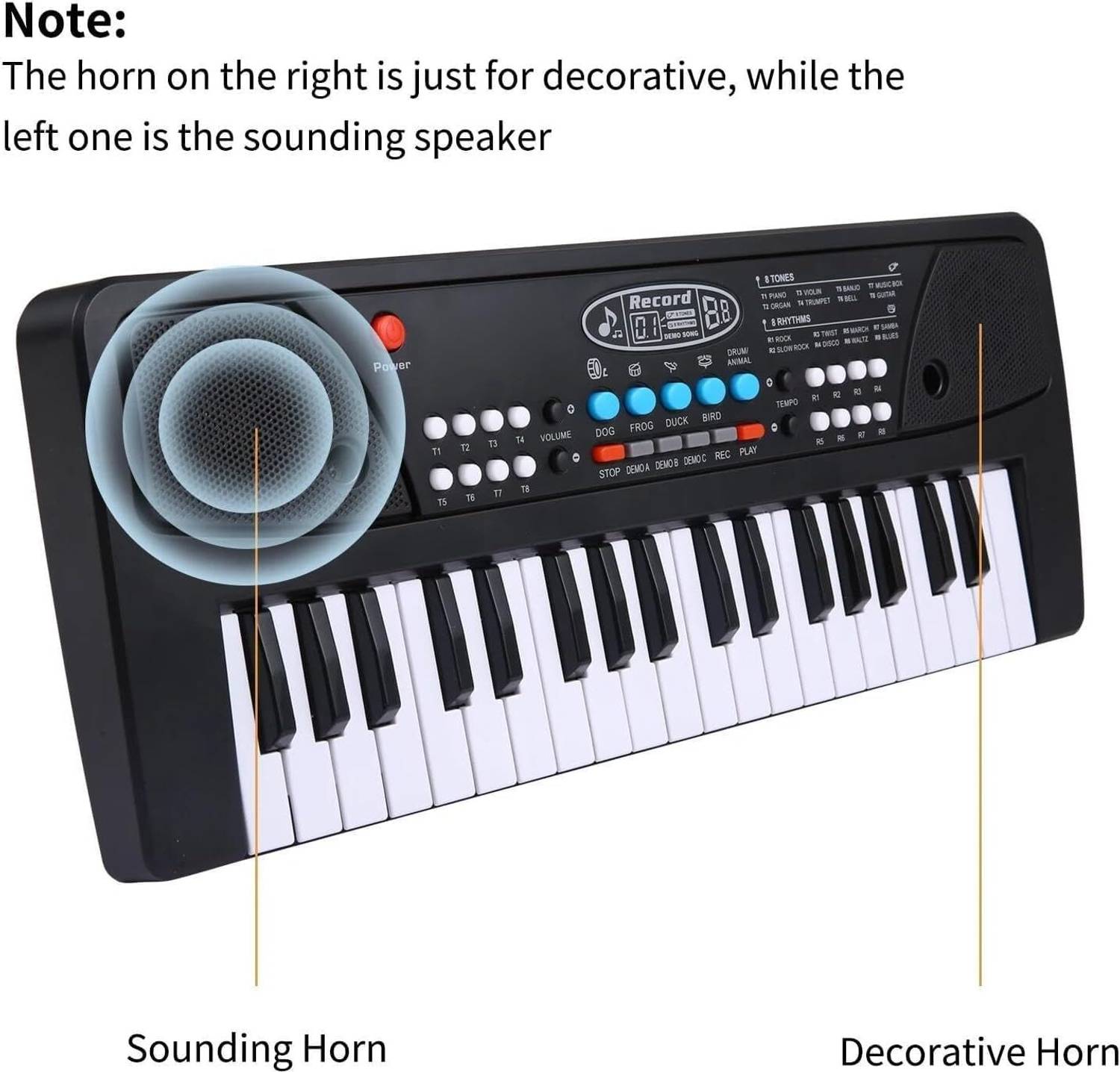 FRONY (Piano Keyboard) with Mic/37 Keys 8Rhythms, 8Tones, Portable