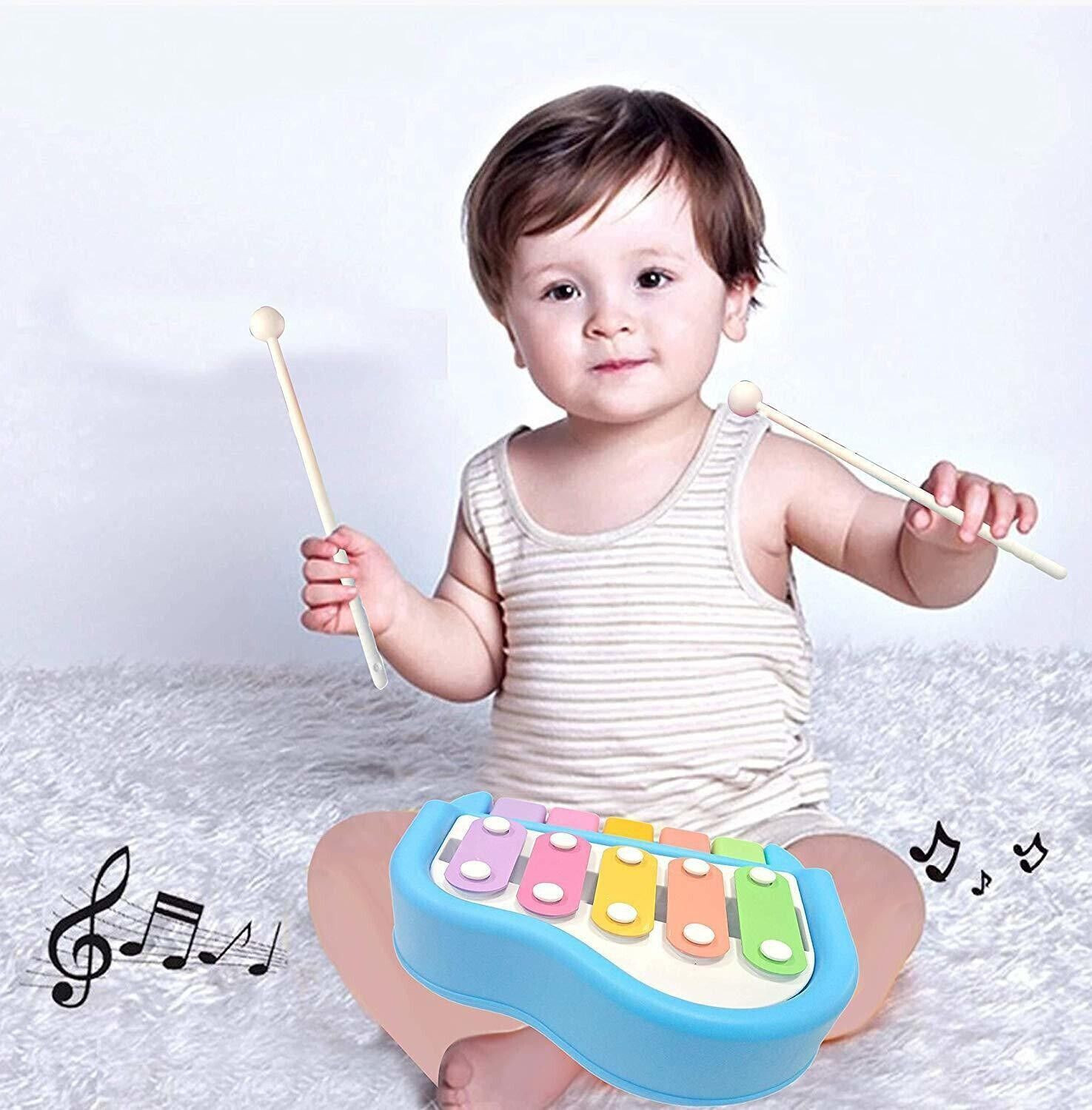 Image of Mamamagru Musical Xylophone and Mini Piano, Non Toxic Plastic, Non-Battery, Yellow