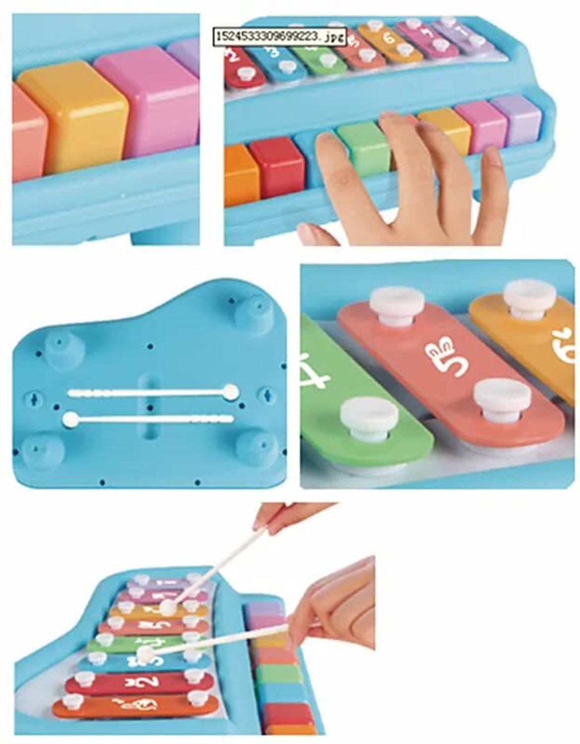 Image of Nafhotoz 2 in 1 Melody & Educational Piano Xylophone Musical Instruments with 8 Keys