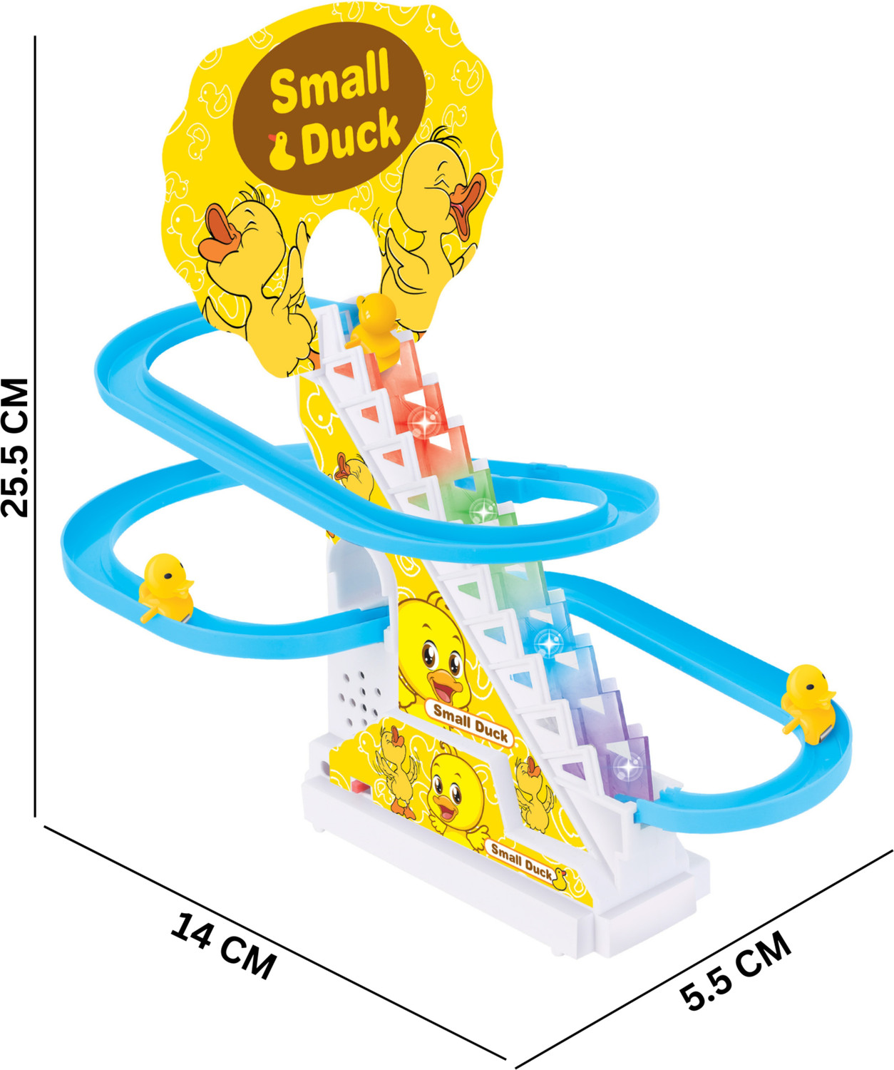Image of jvm Interactive Duck Stair Climbing Slide - light & Music Raceway Track for Kids
