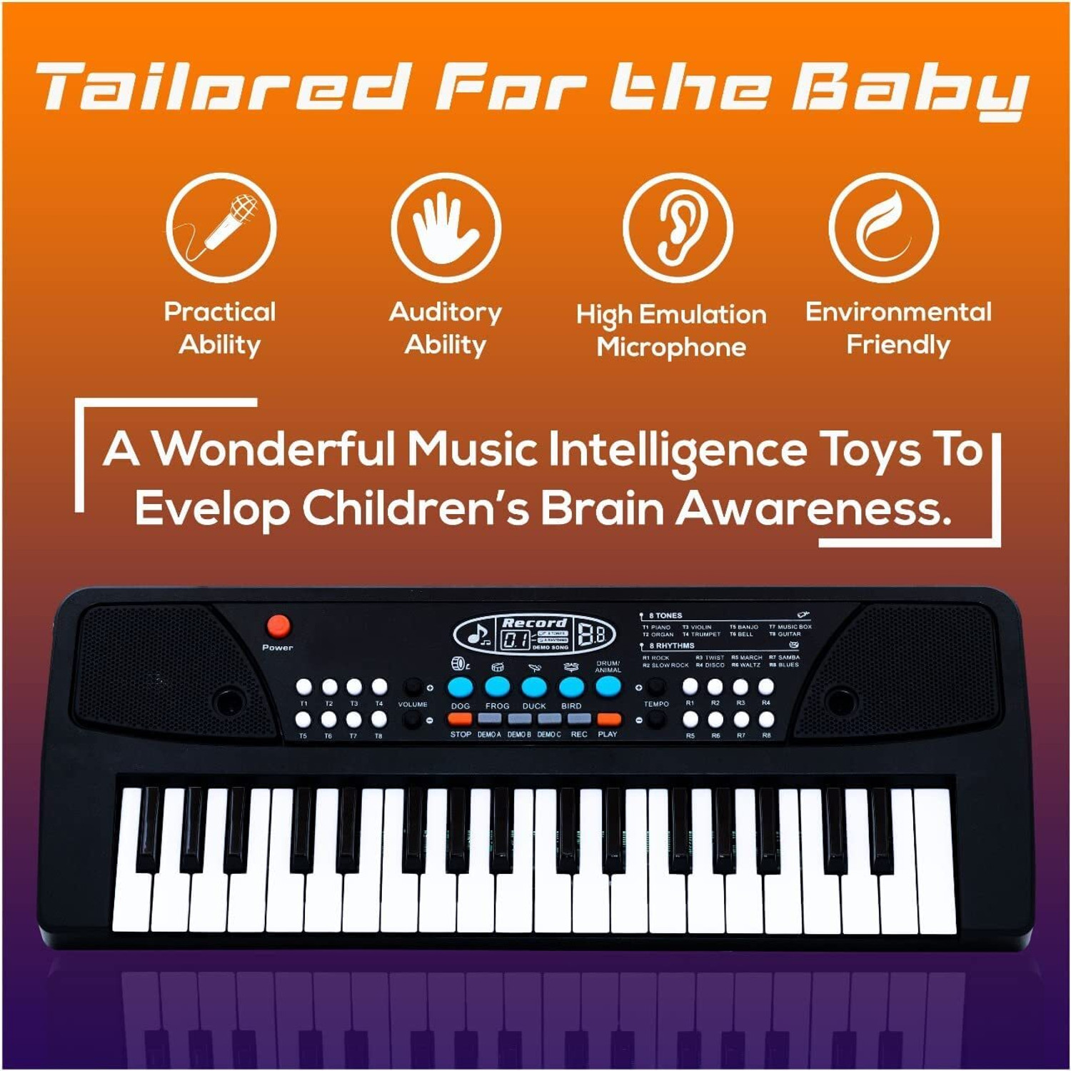 Image of A R ENTERPRISES 37 Key Piano Keyboard Toy with DC Power Option, Mic and Recording